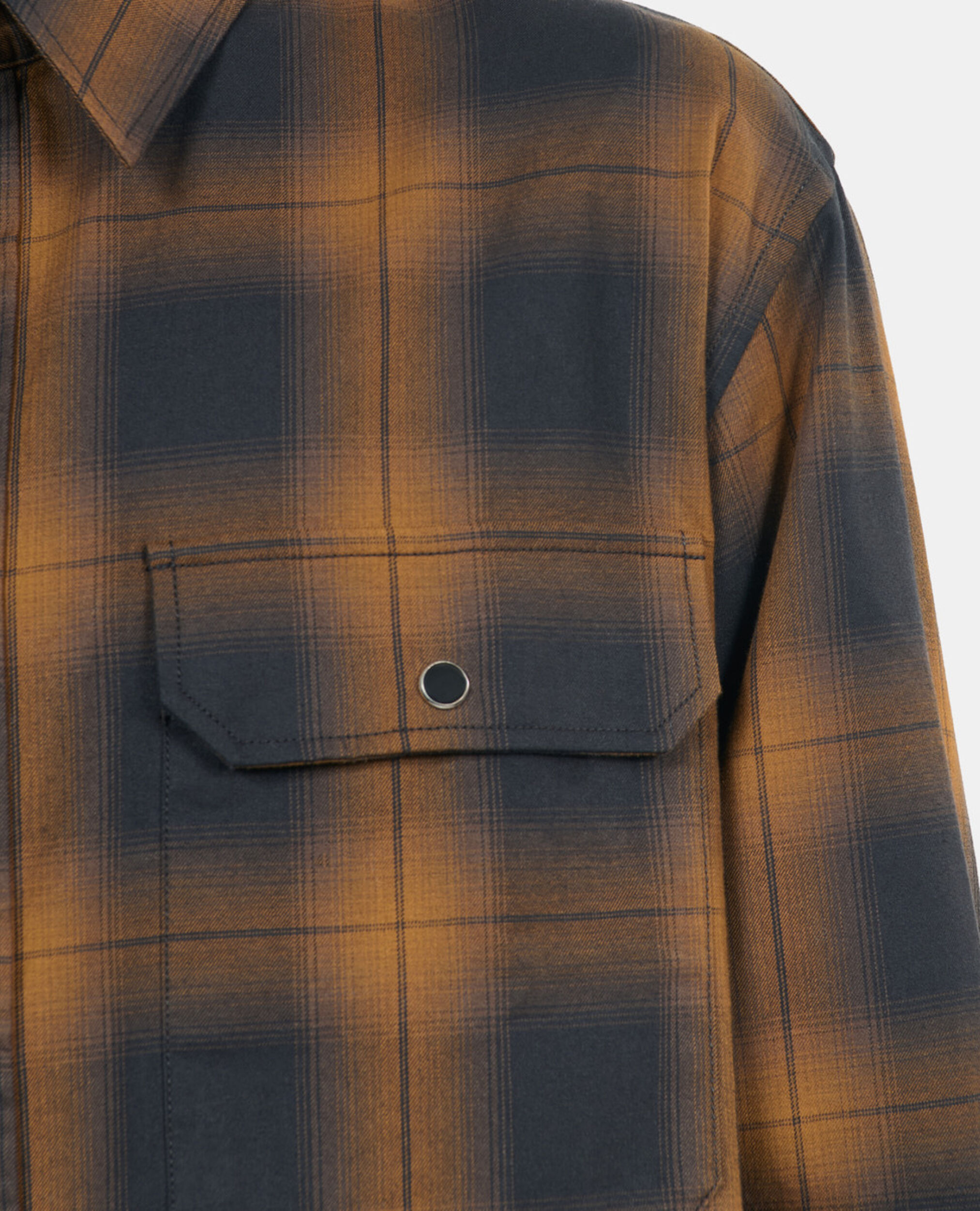 Black and brown checked overshirt, DARK BROWN, hi-res image number null