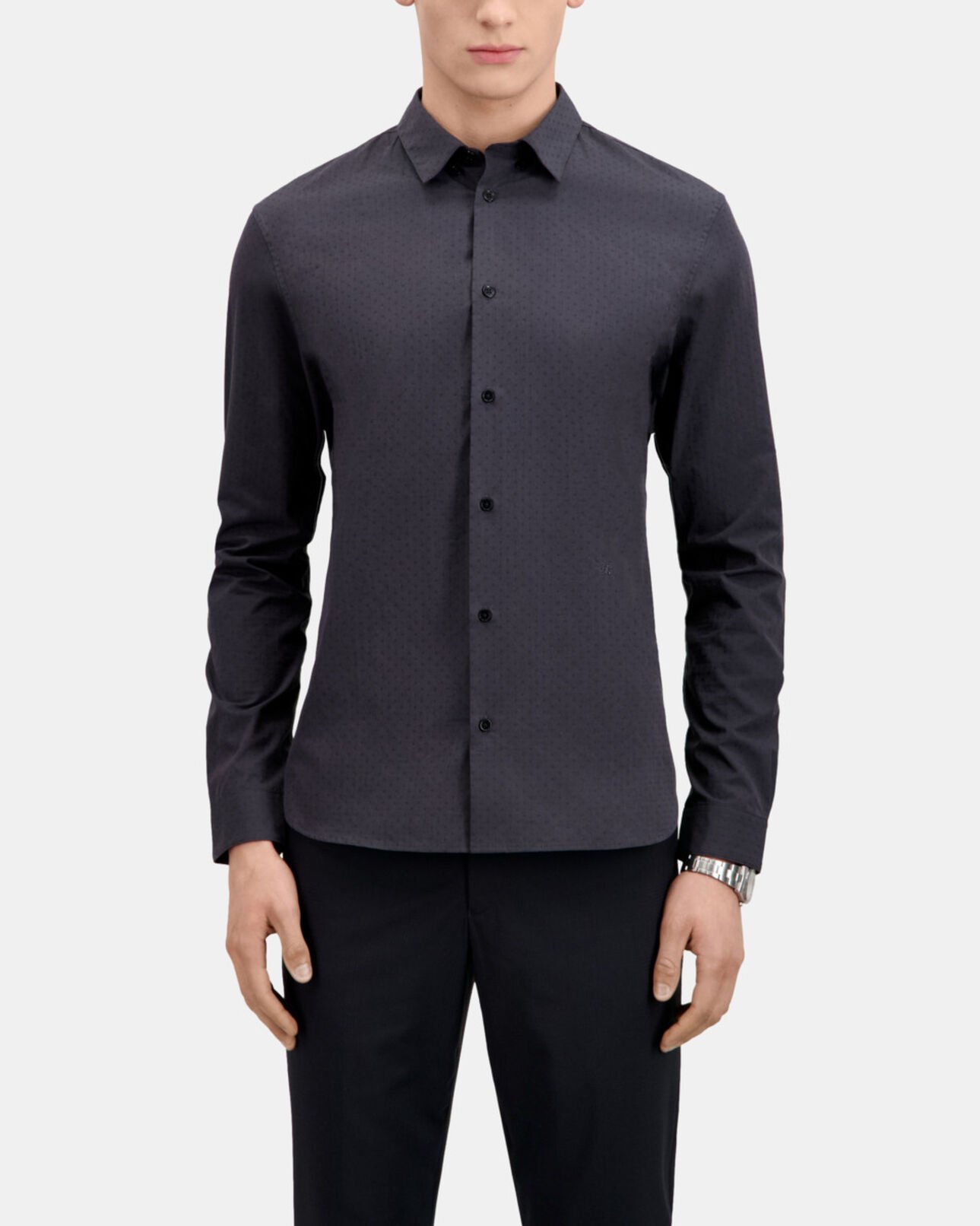 The Kooples MEN BLACK charcoal gray shirt with micro patterns