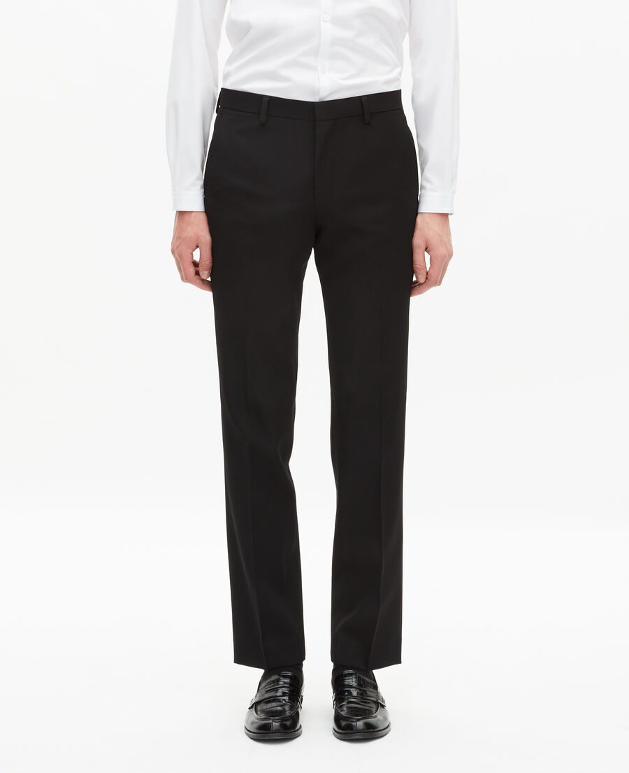 The Kooples HOMME BLACK pantalon de smoking avec d&eacute;tails en satin droit noir