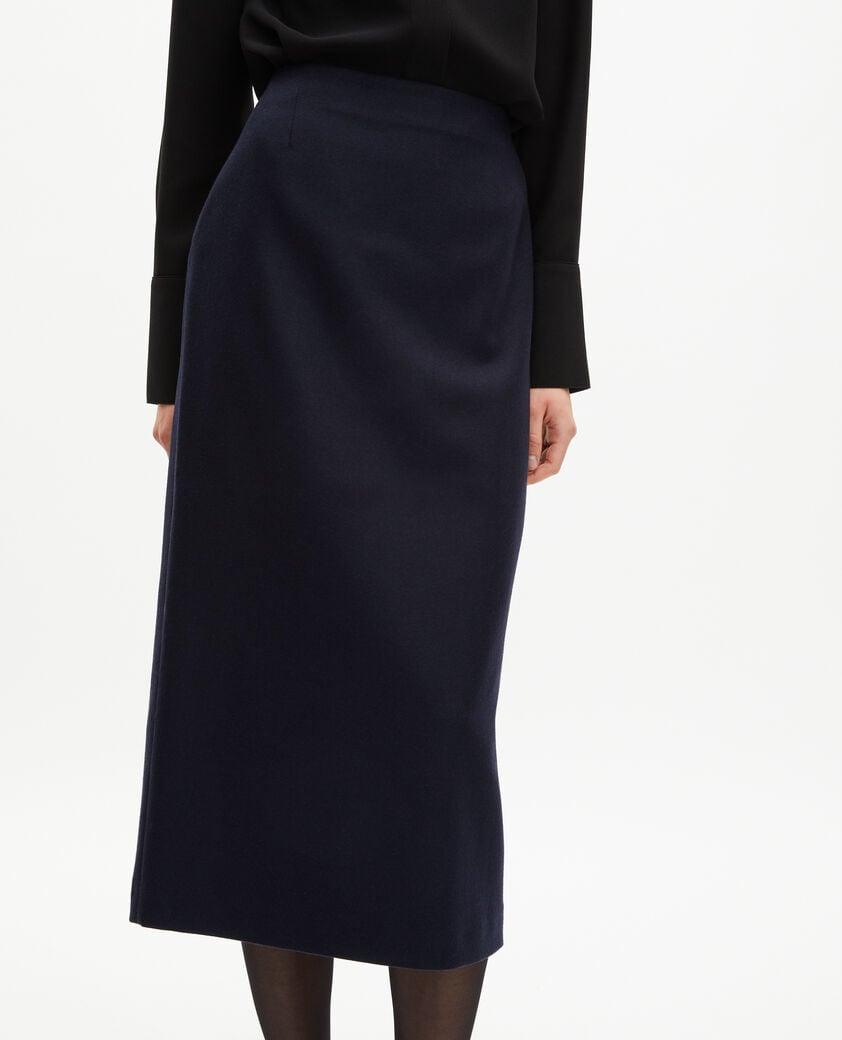 The Kooples WOMEN NAVY long navy pencil skirt