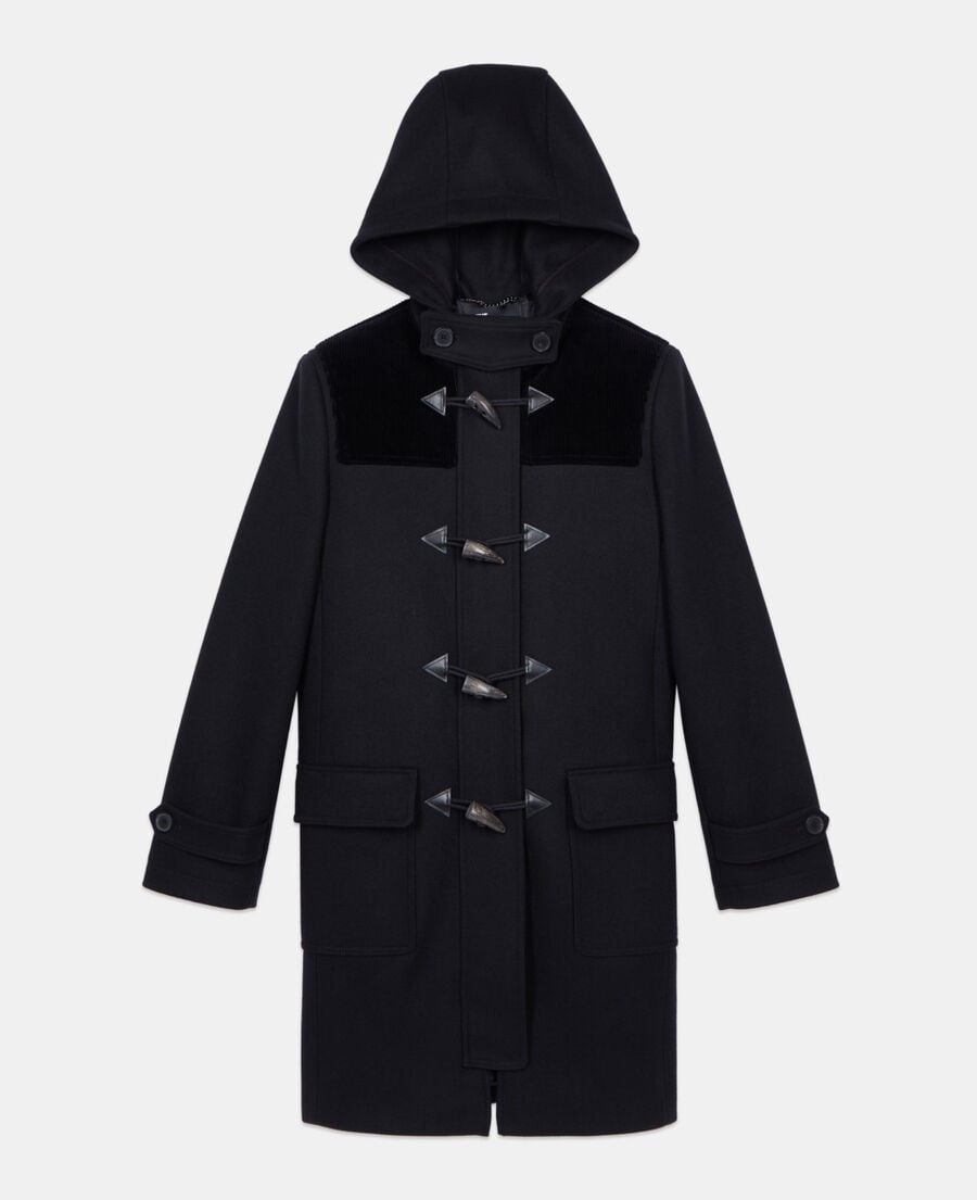 The Kooples WOMEN BLACK black hooded pea coat