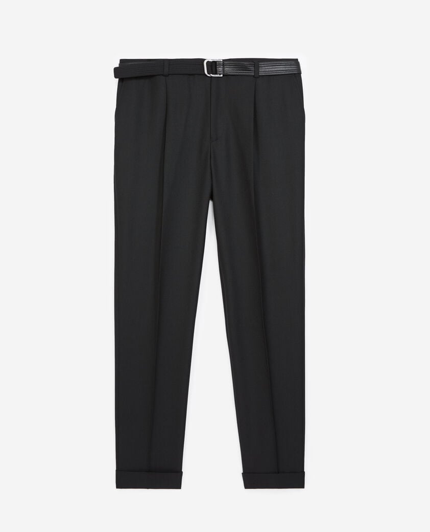 The Kooples H BLACK black suit trousers in wool with belt