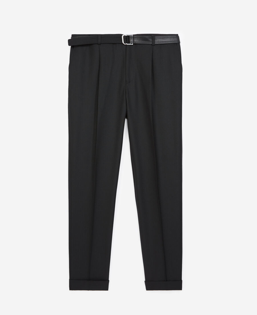 The Kooples H BLACK black suit trousers in wool with belt