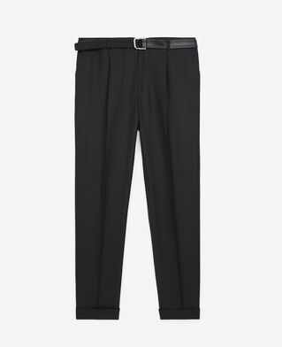 The Kooples H BLACK black suit trousers in wool with belt