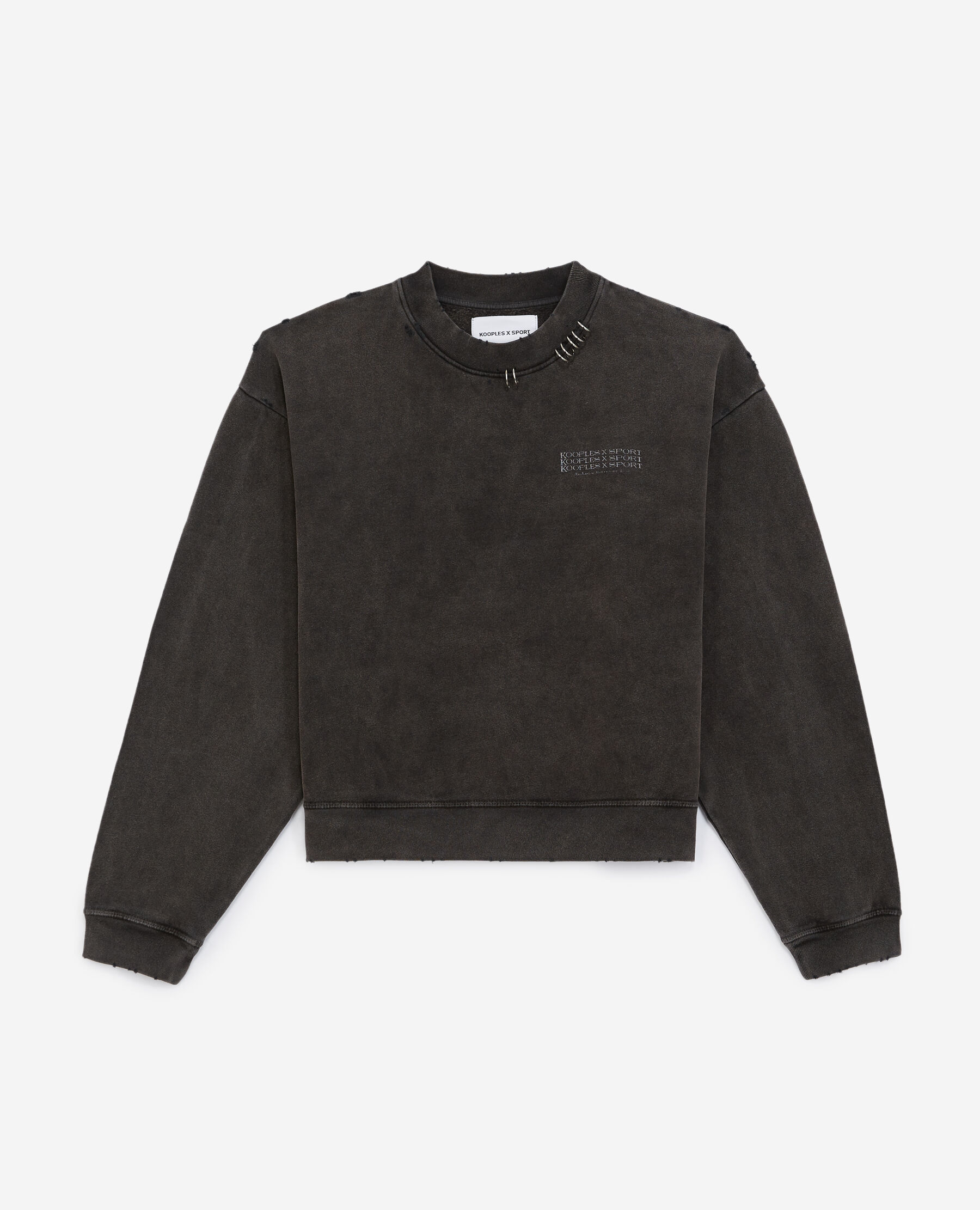 Faded black sweatshirt with print piercing The Kooples