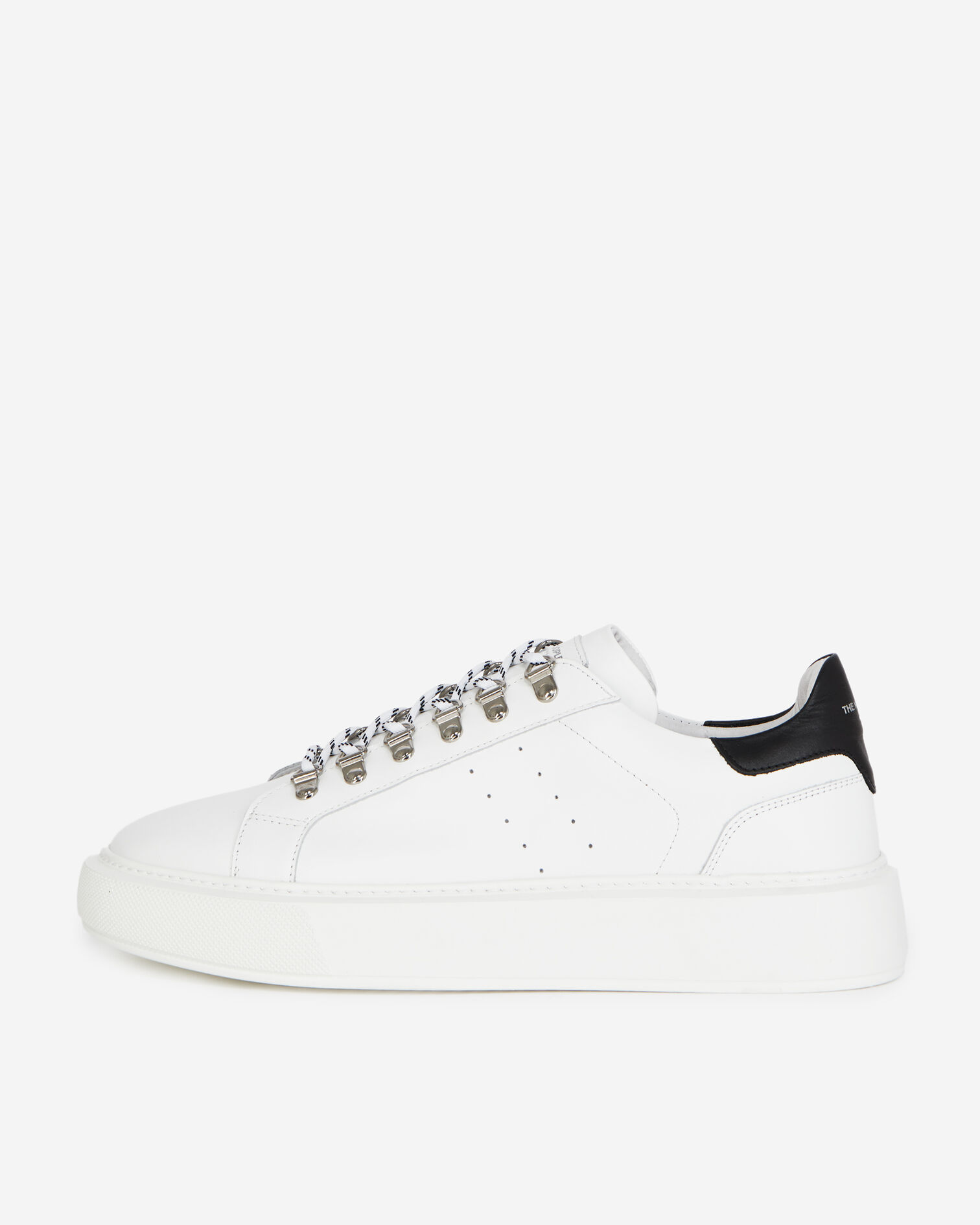 Wedge white sneakers in leather with eyelets, WHITE, hi-res image number null