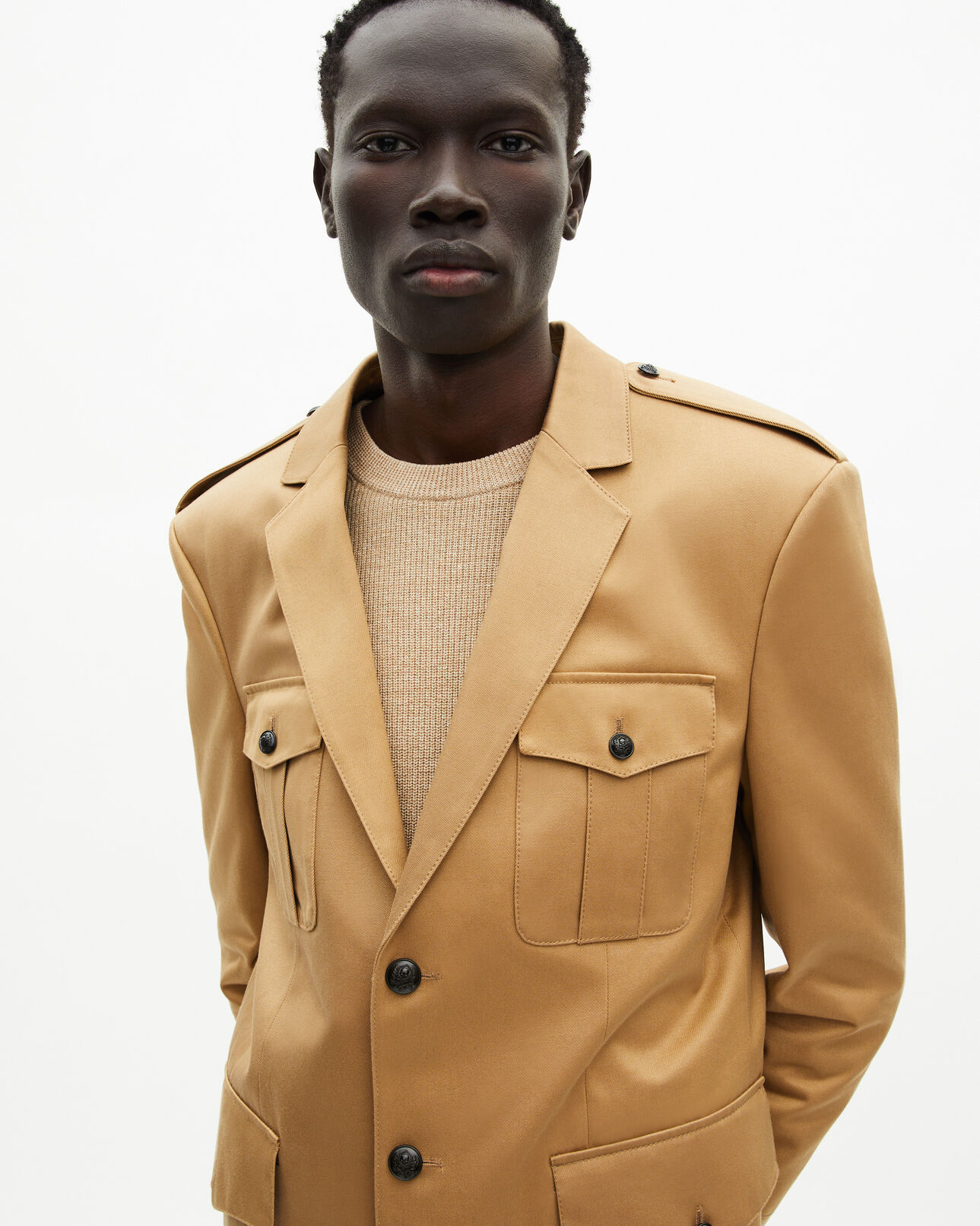 The Kooples MEN CAMEL camel cotton single-breasted jacket