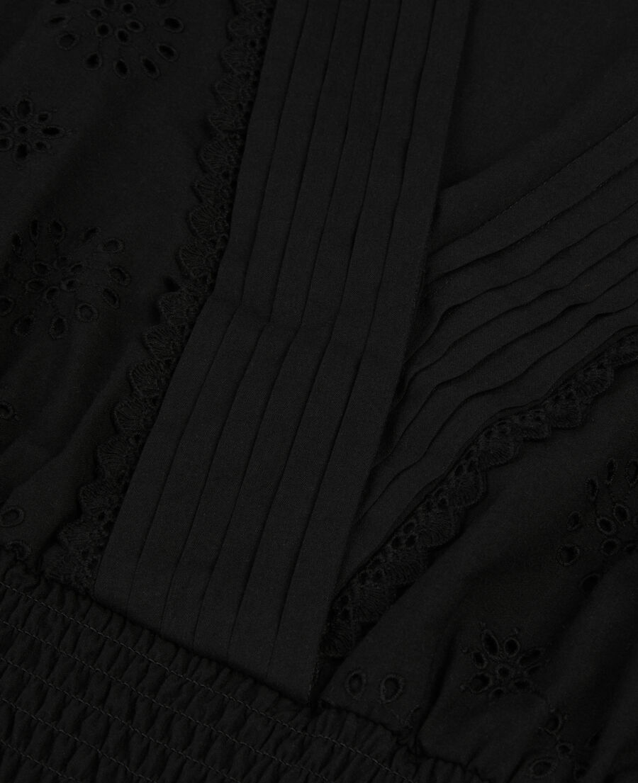 The Kooples F BLACK black short top in english embroidery
