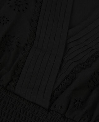 The Kooples F BLACK black short top in english embroidery