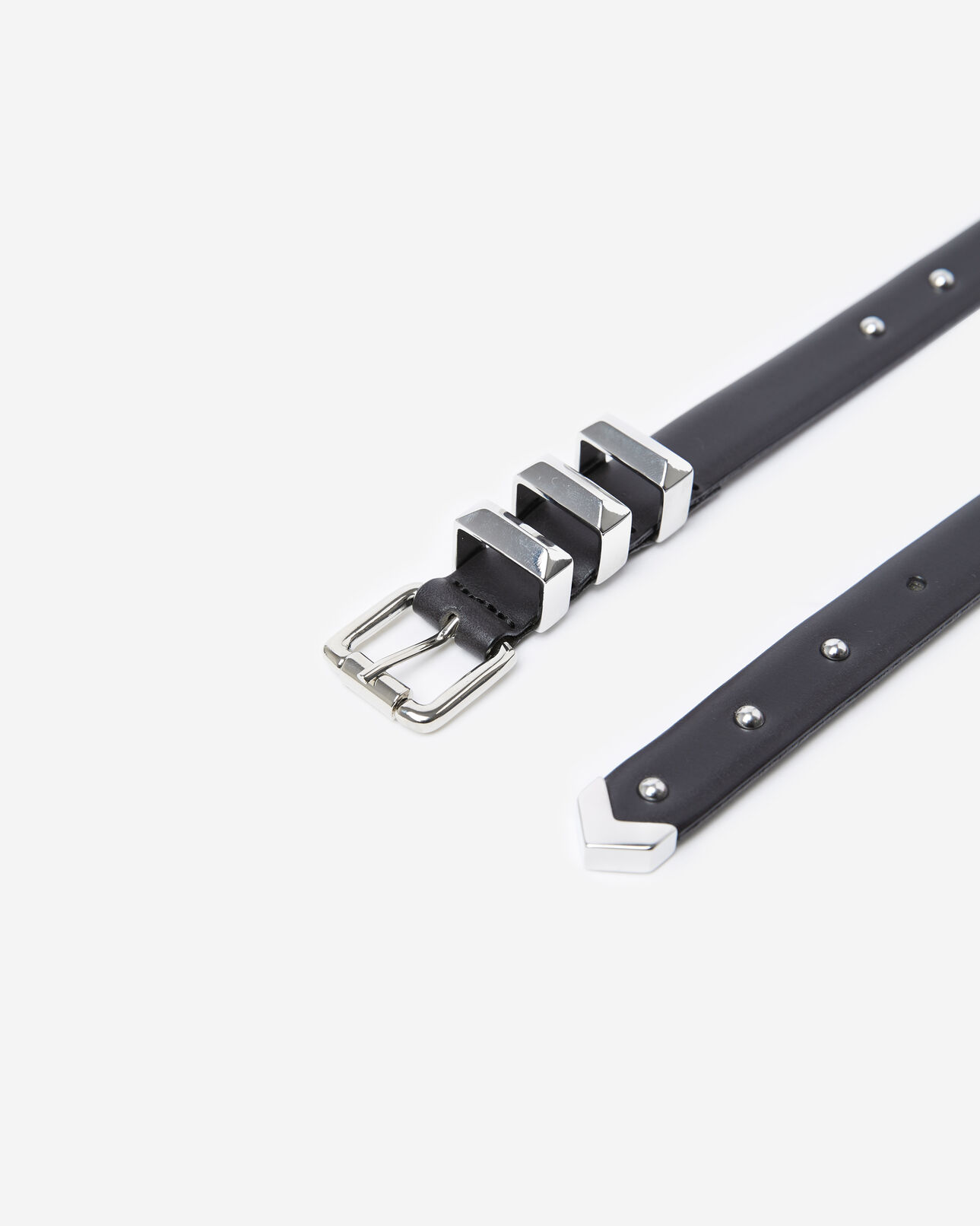The Kooples FEMME BLACK ceinture femme cuir noir détail clouté