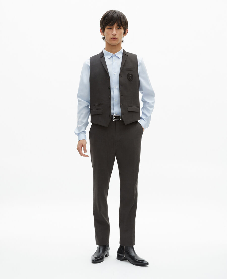 The Kooples HOMME BLACK GREY gilet de costume en laine mélangée micro carreaux noir