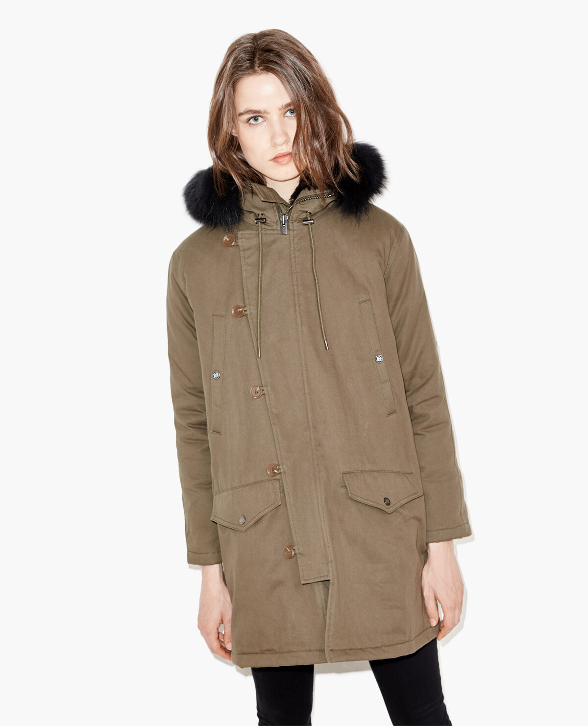 The kooples parka on sale with fur hood