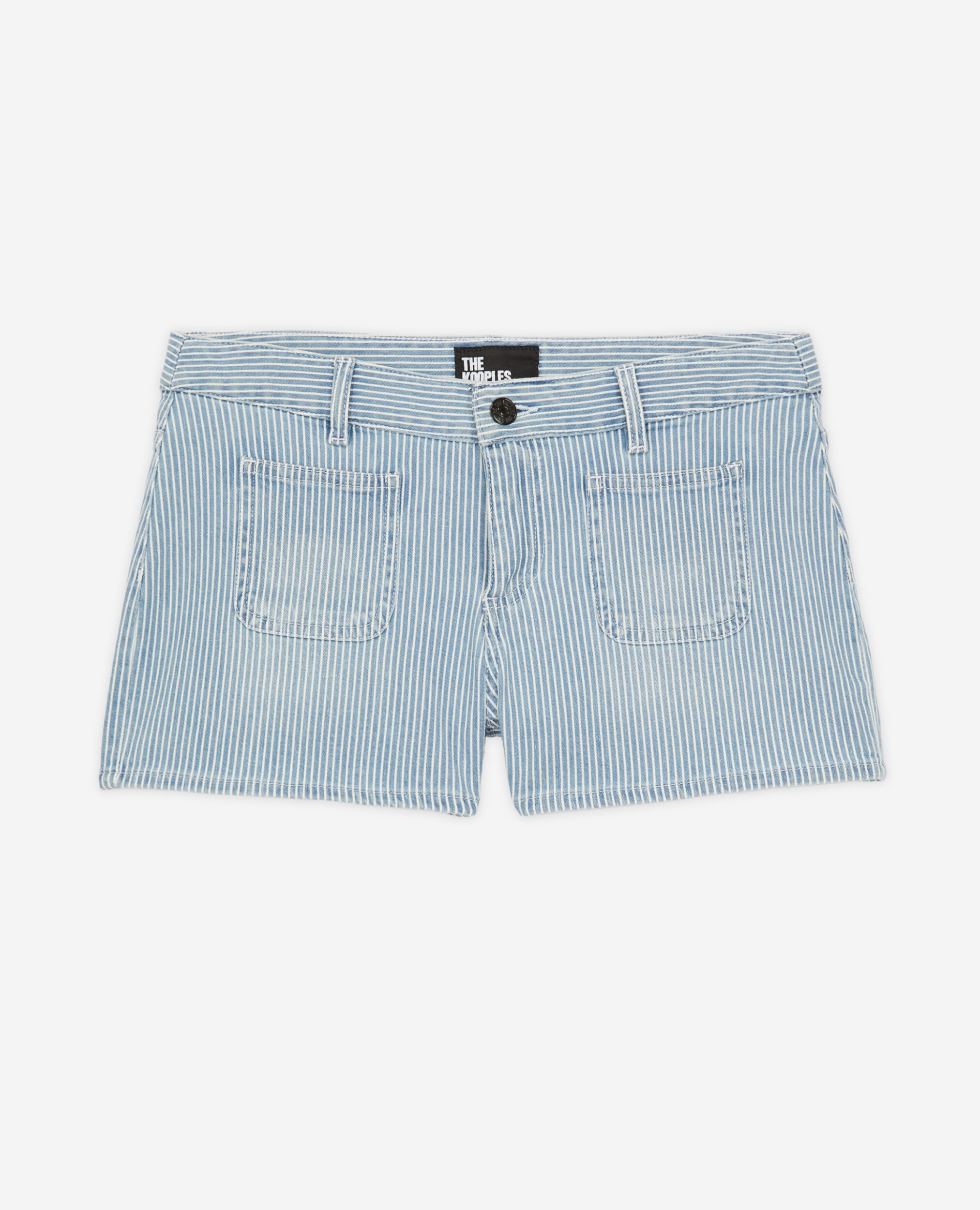 Blue and white striped denim shorts, BLUE DENIM, hi-res image number null