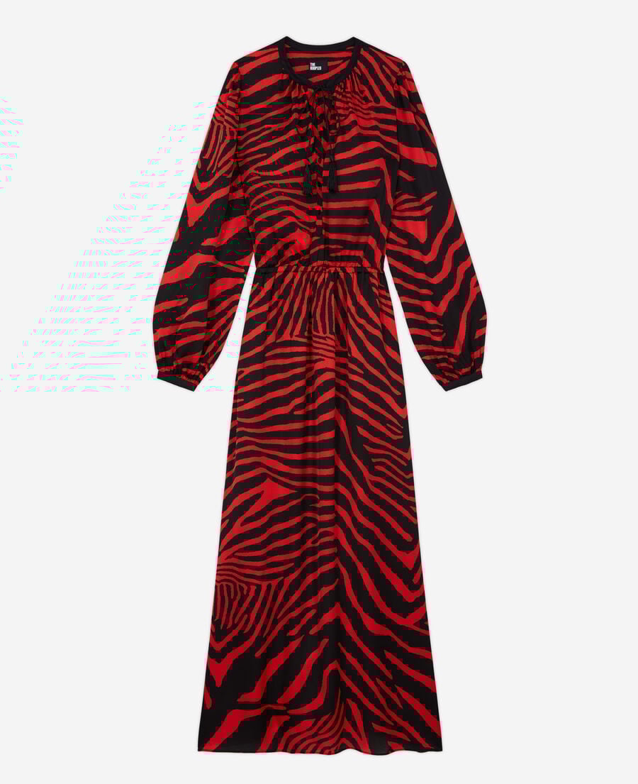 The Kooples WOMEN BLACK - RED long red printed dress