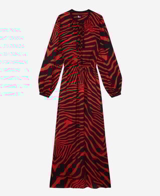 The Kooples WOMEN BLACK - RED long red printed dress