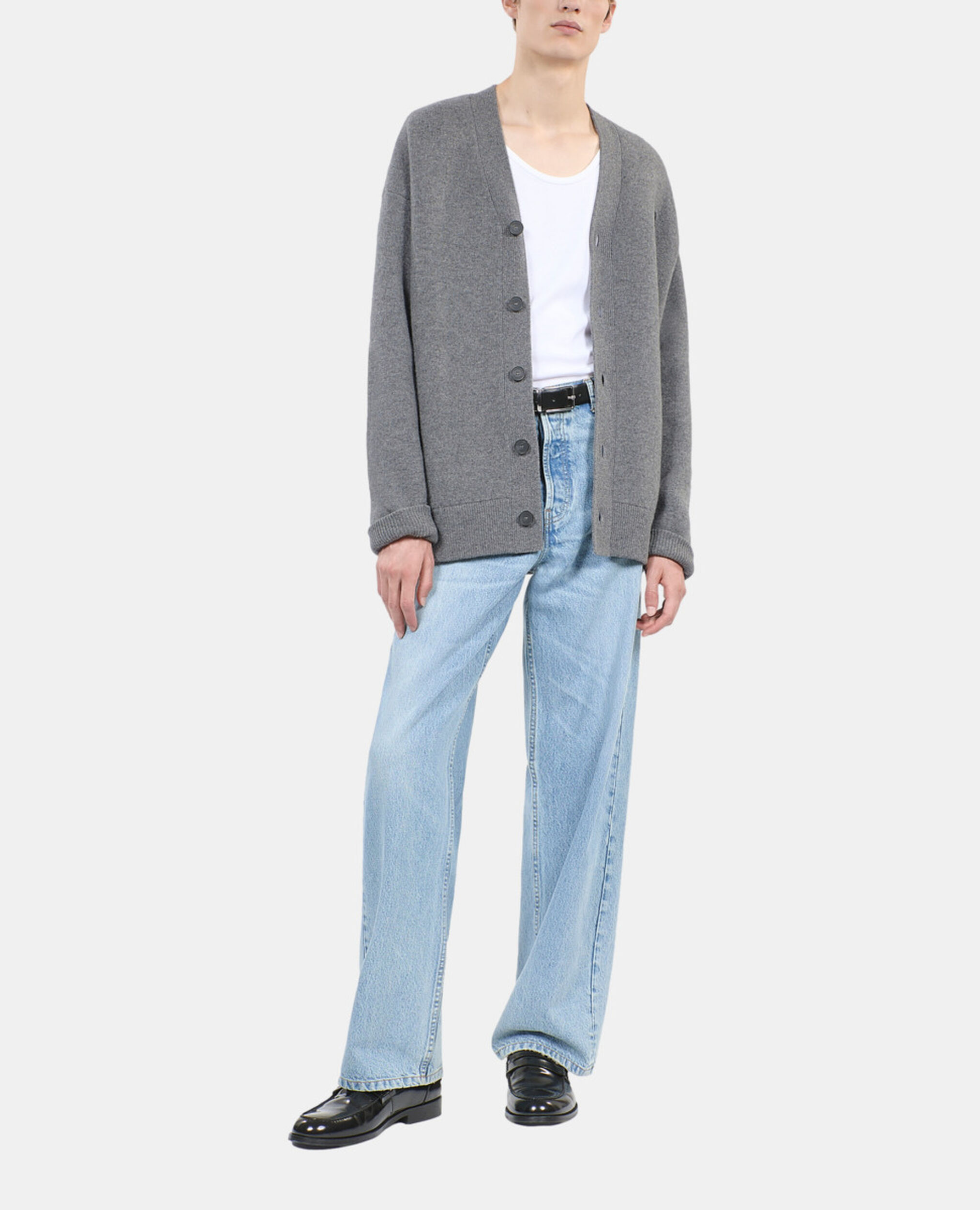 Grey wool cardigan, MIDDLE GREY MEL, hi-res image number null