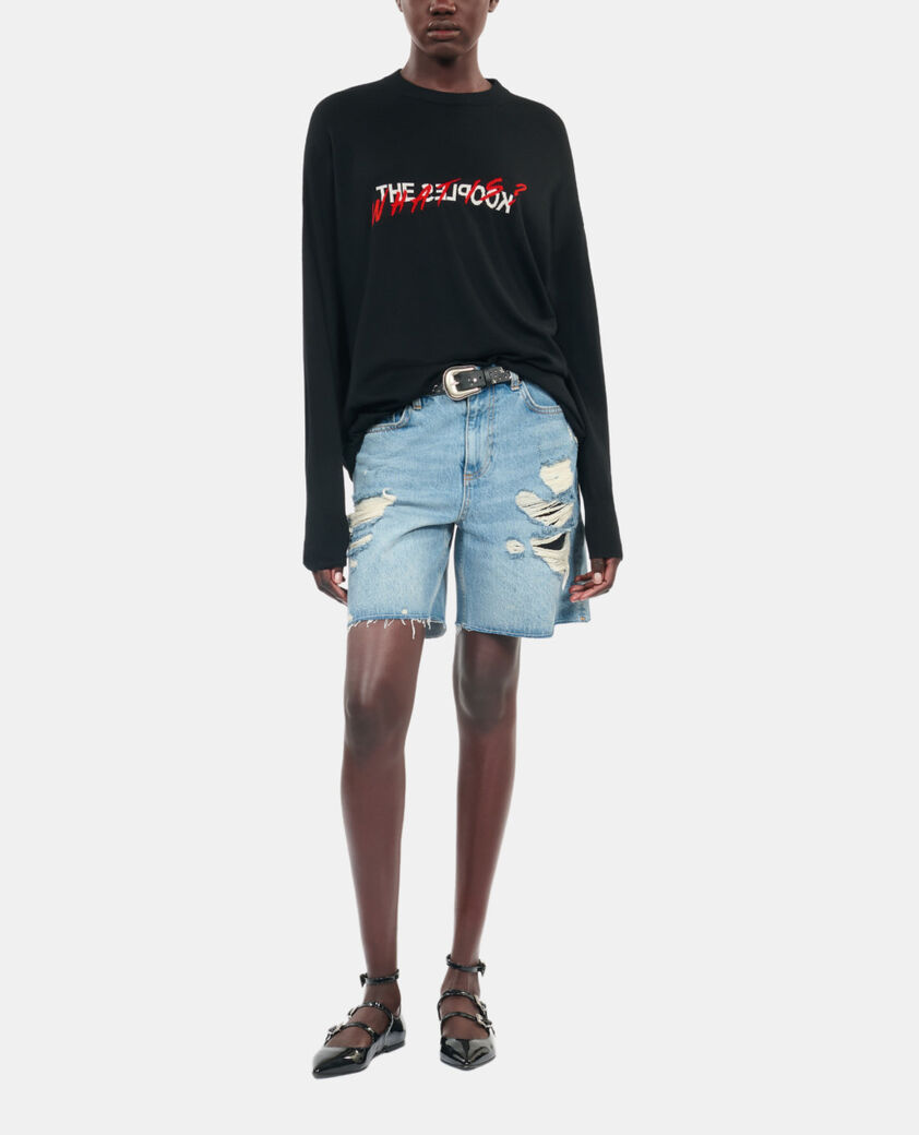 The Kooples FEMME BLACK RED OFF WHITE pull what is en laine noir