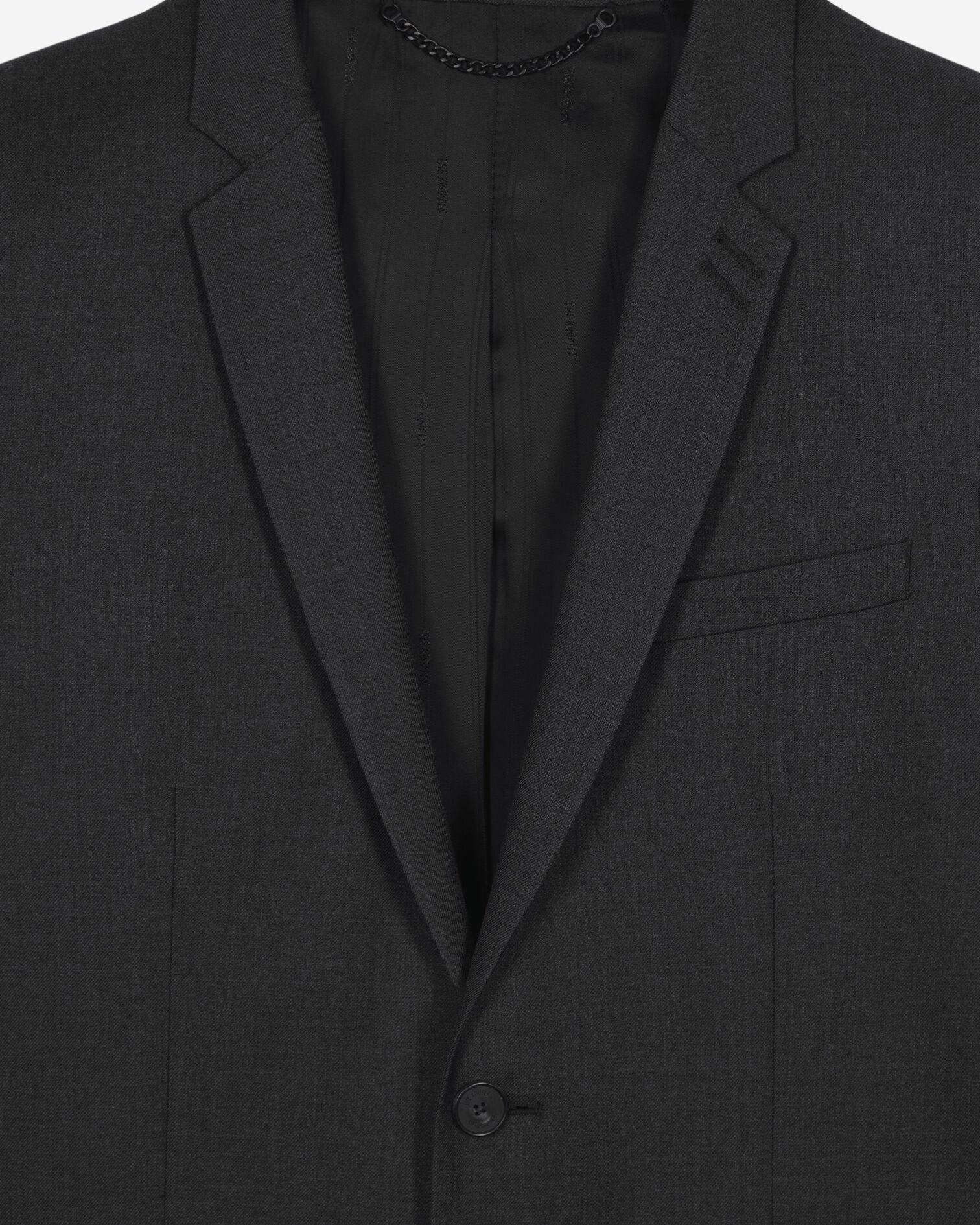Chaqueta de traje de lana negra de corte entallado, GREY, hi-res image number null