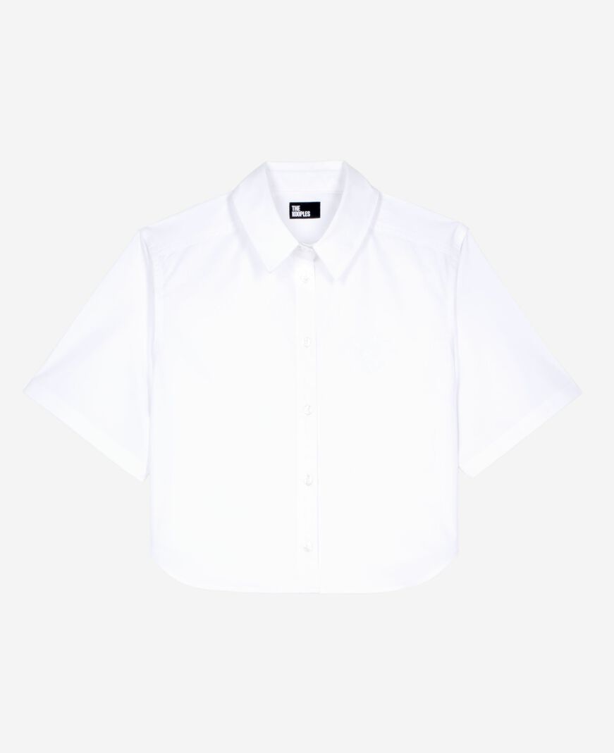 The Kooples FEMME WHITE chemise courte en popeline blanche