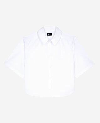 The Kooples FEMME WHITE chemise courte en popeline blanche