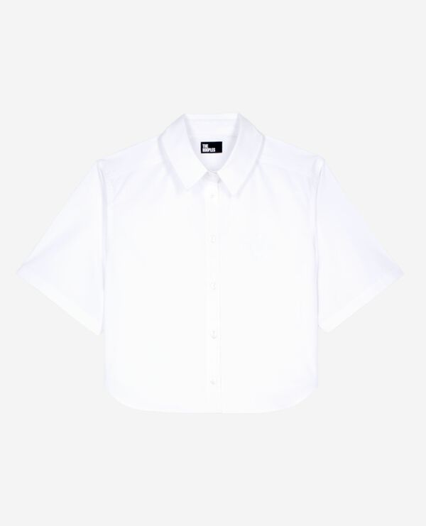 The Kooples MUJER WHITE camisa corta de popelina blanca