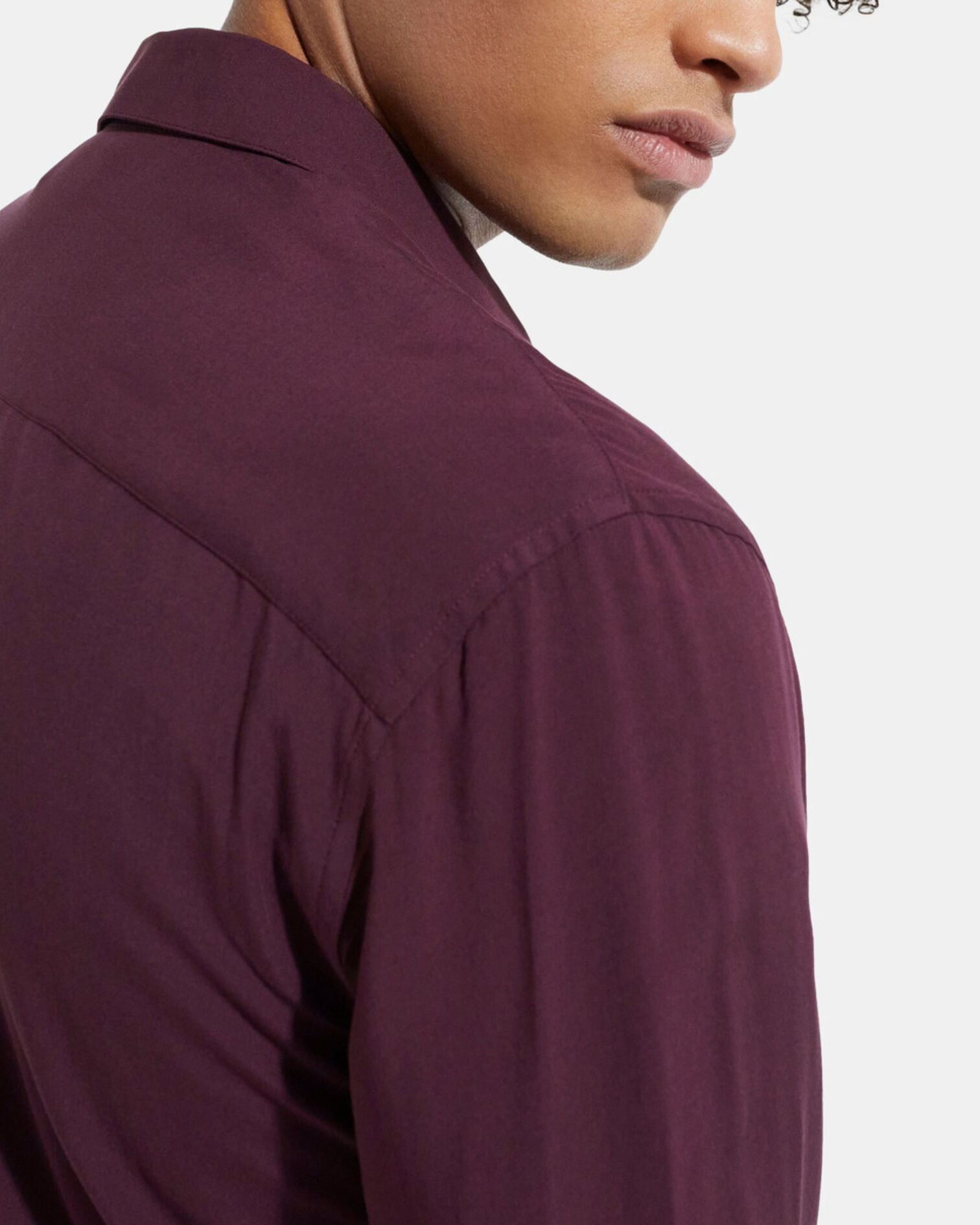Red shirt with classic collar, BURGUNDY, hi-res image number null