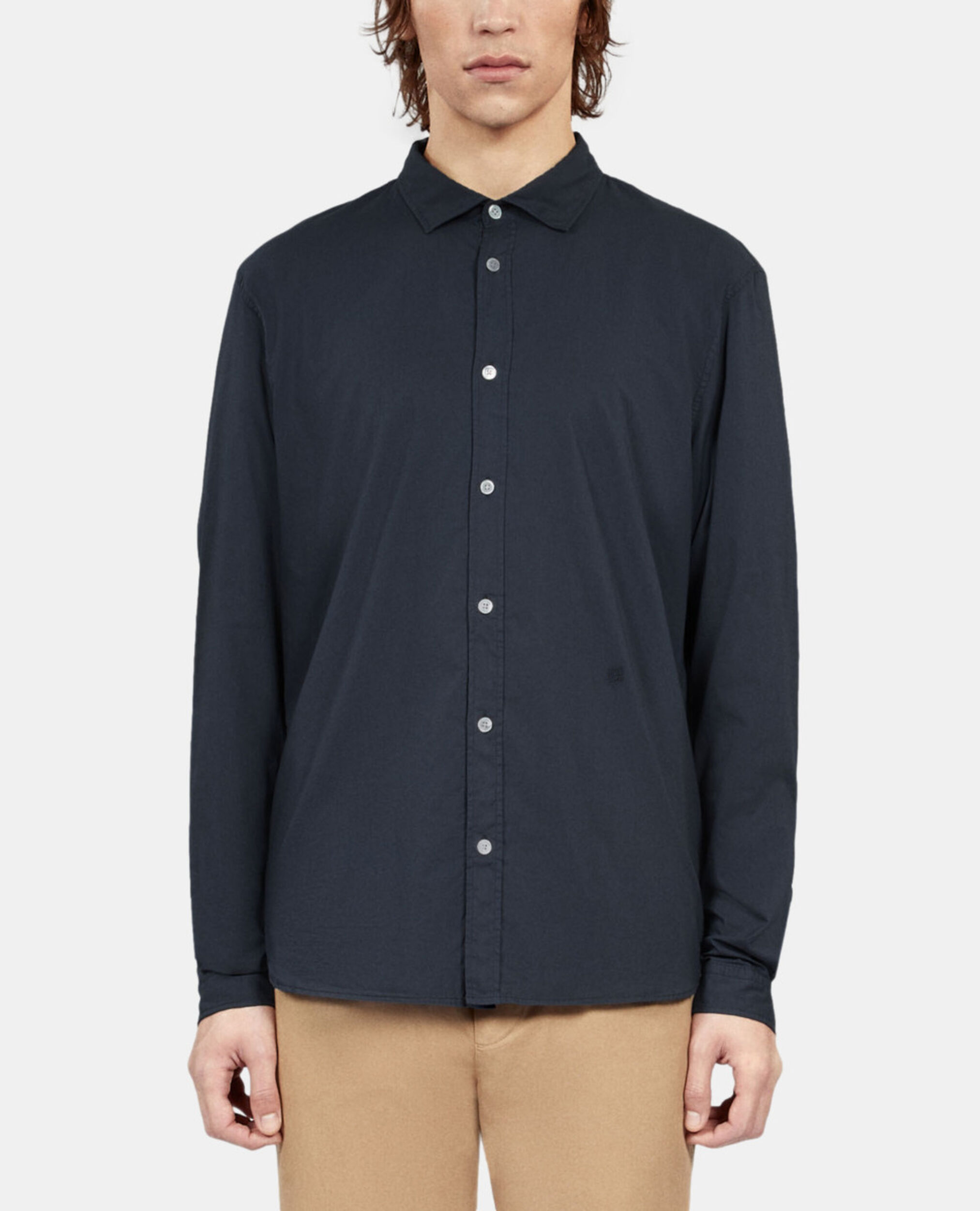 Chemise en voile de coton bleu marine, NAVY, hi-res image number null