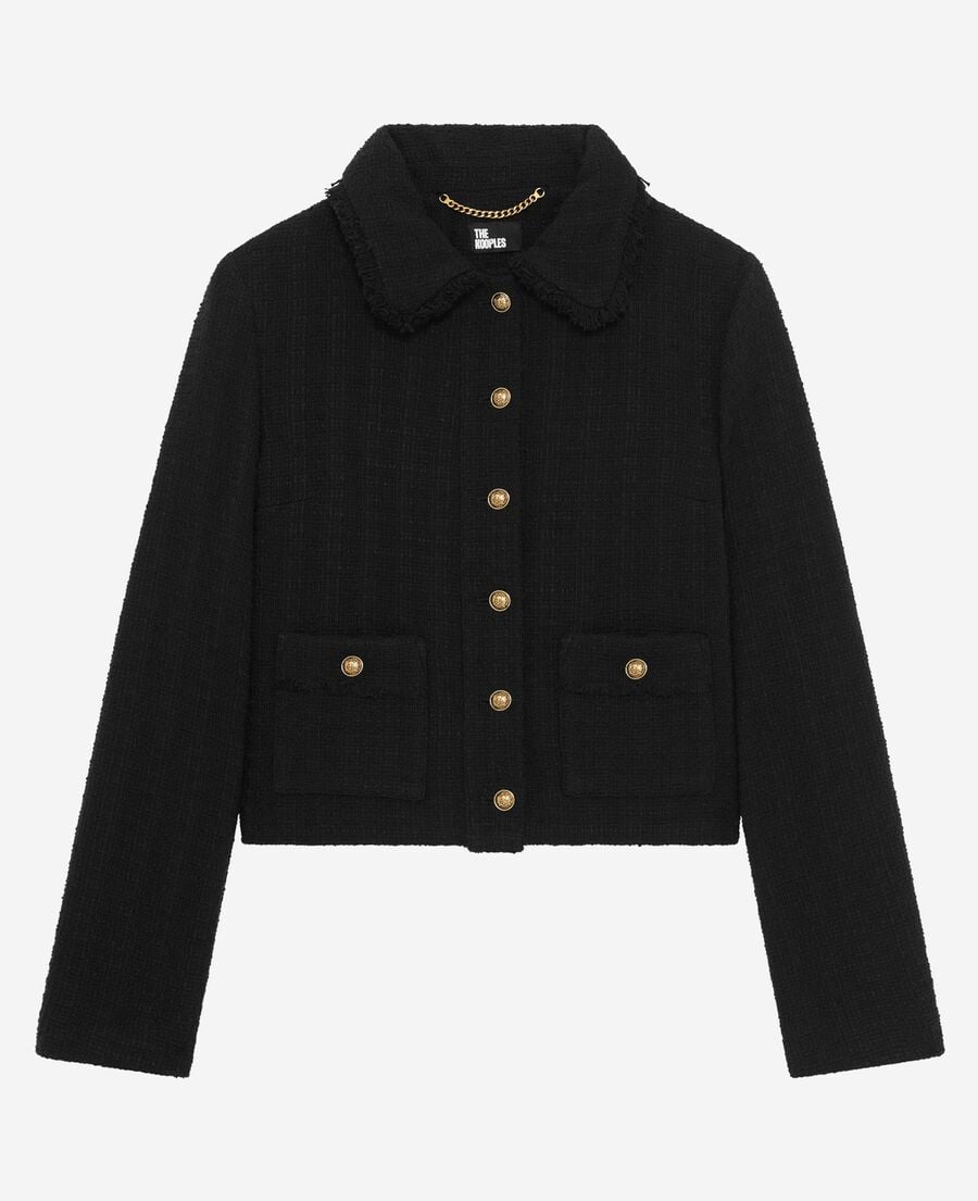 The Kooples F BLACK black tweed jacket
