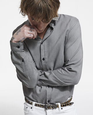The Kooples MEN BLACK WHITE printed shirt with classic collar