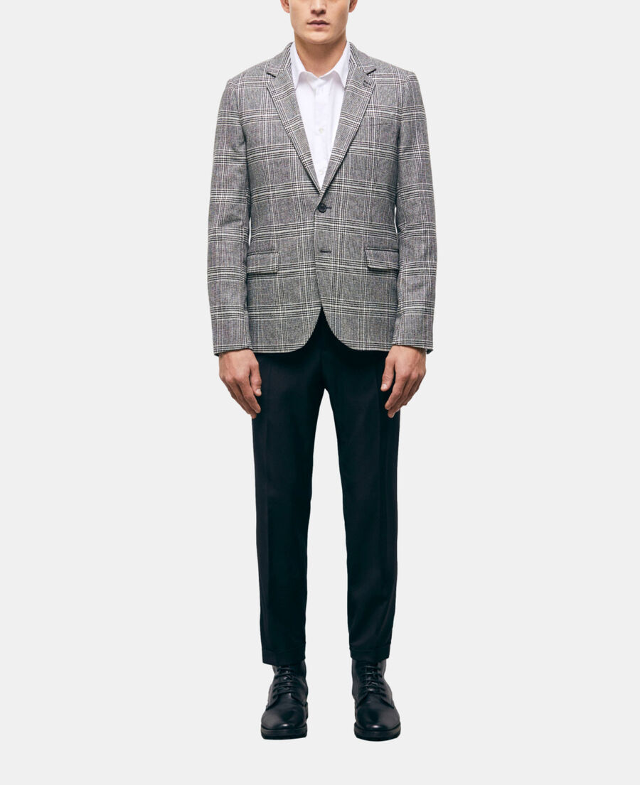 wool suit jacket with check motif