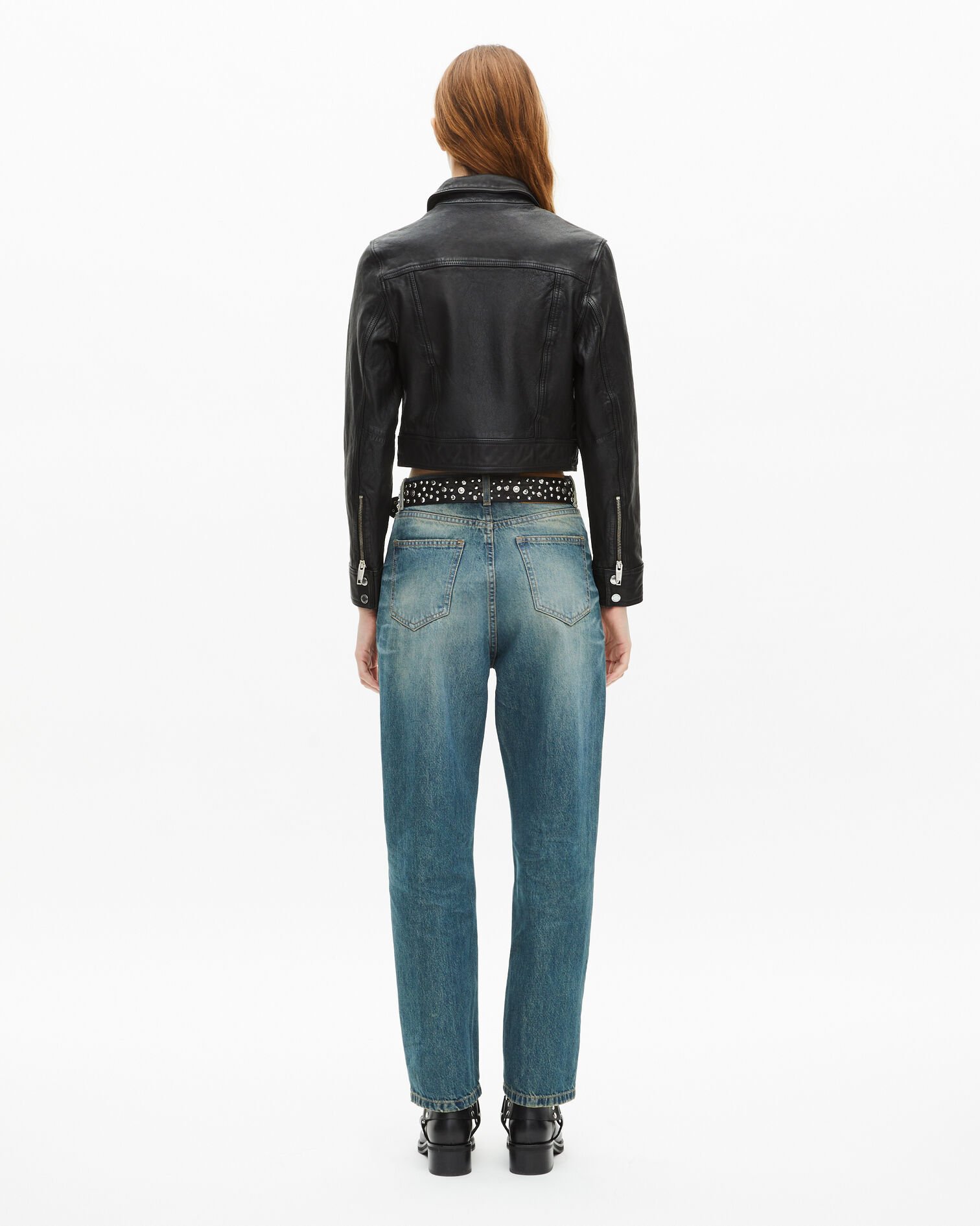 Black leather jacket, BLACK, hi-res image number null
