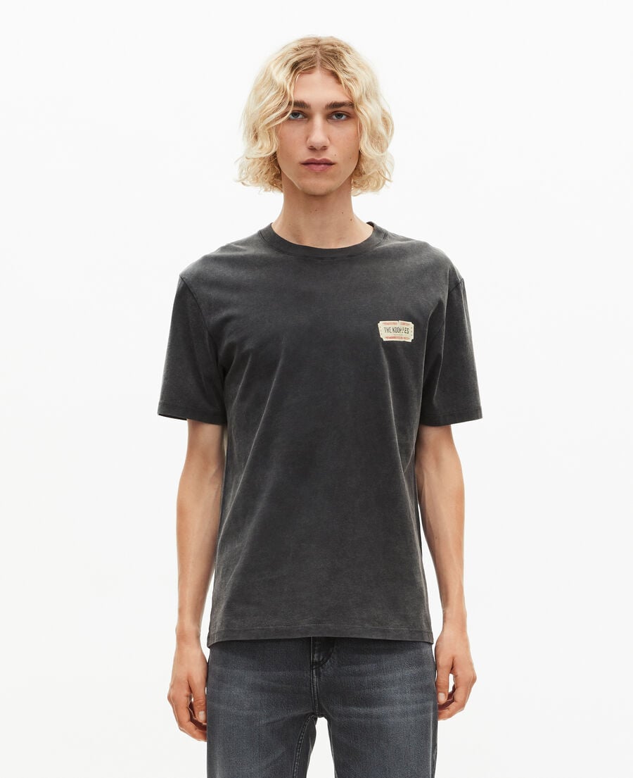 The Kooples HERREN BLACK WASHED t-shirt mit verwaschenem schwarzem siebdruck