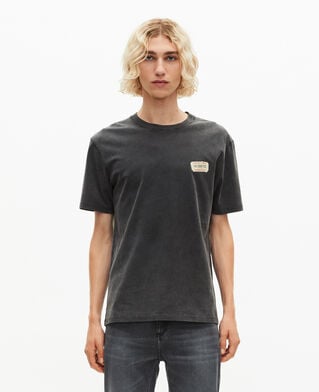 The Kooples HERREN BLACK WASHED t-shirt mit verwaschenem schwarzem siebdruck
