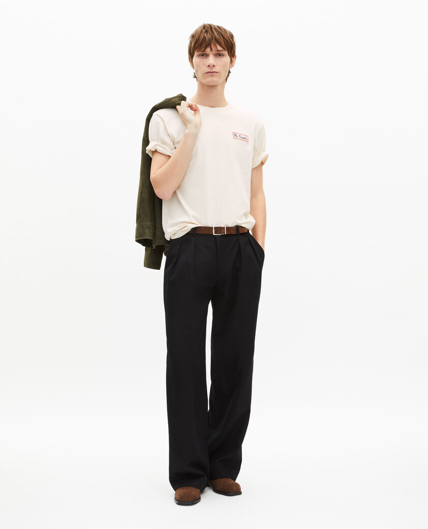 The Kooples MEN LIGHT BEIGE t-shirt with beige via prony screen print