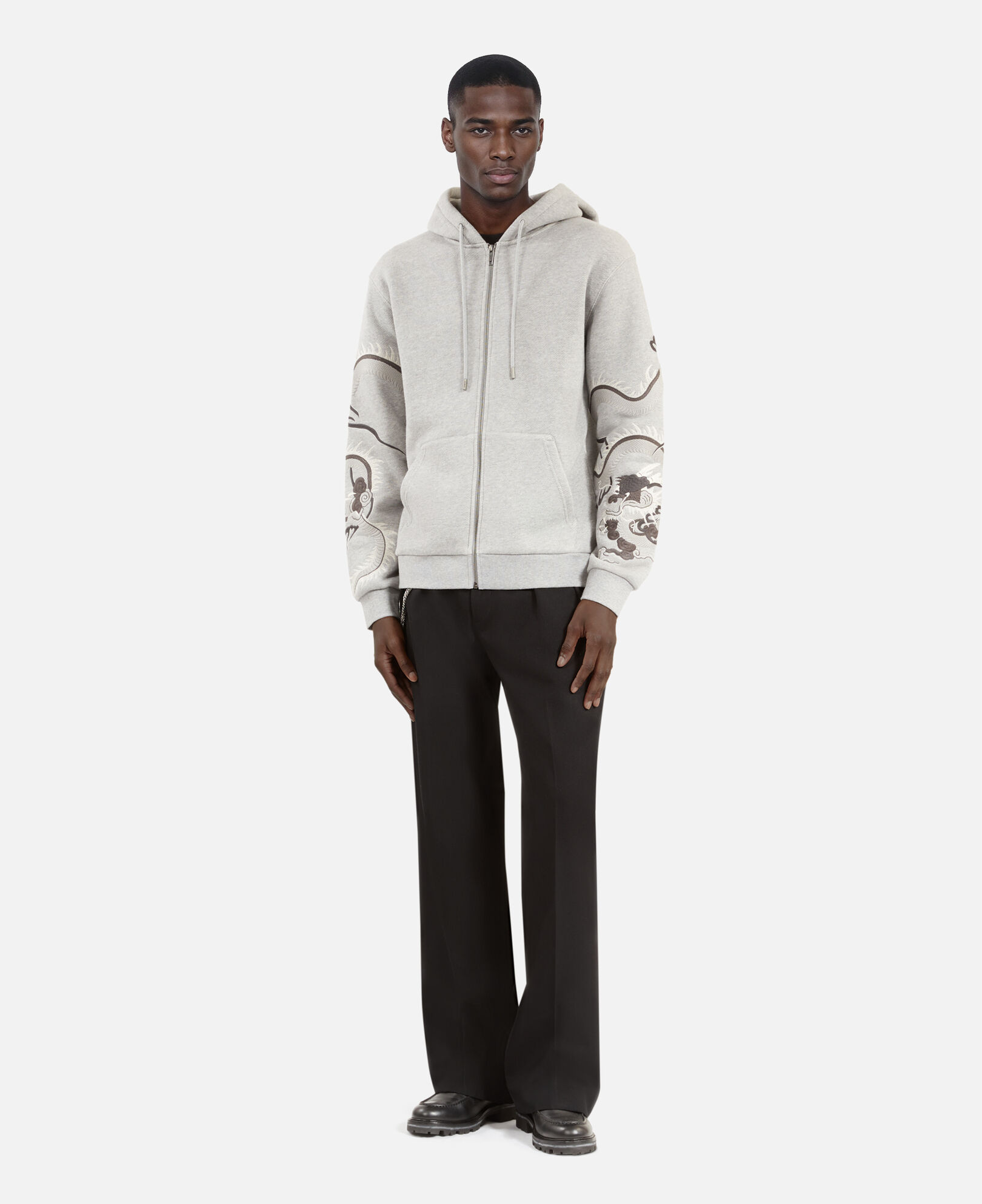 The Kooples HOMBRE GREY MELANGE sudadera bordada capucha gris