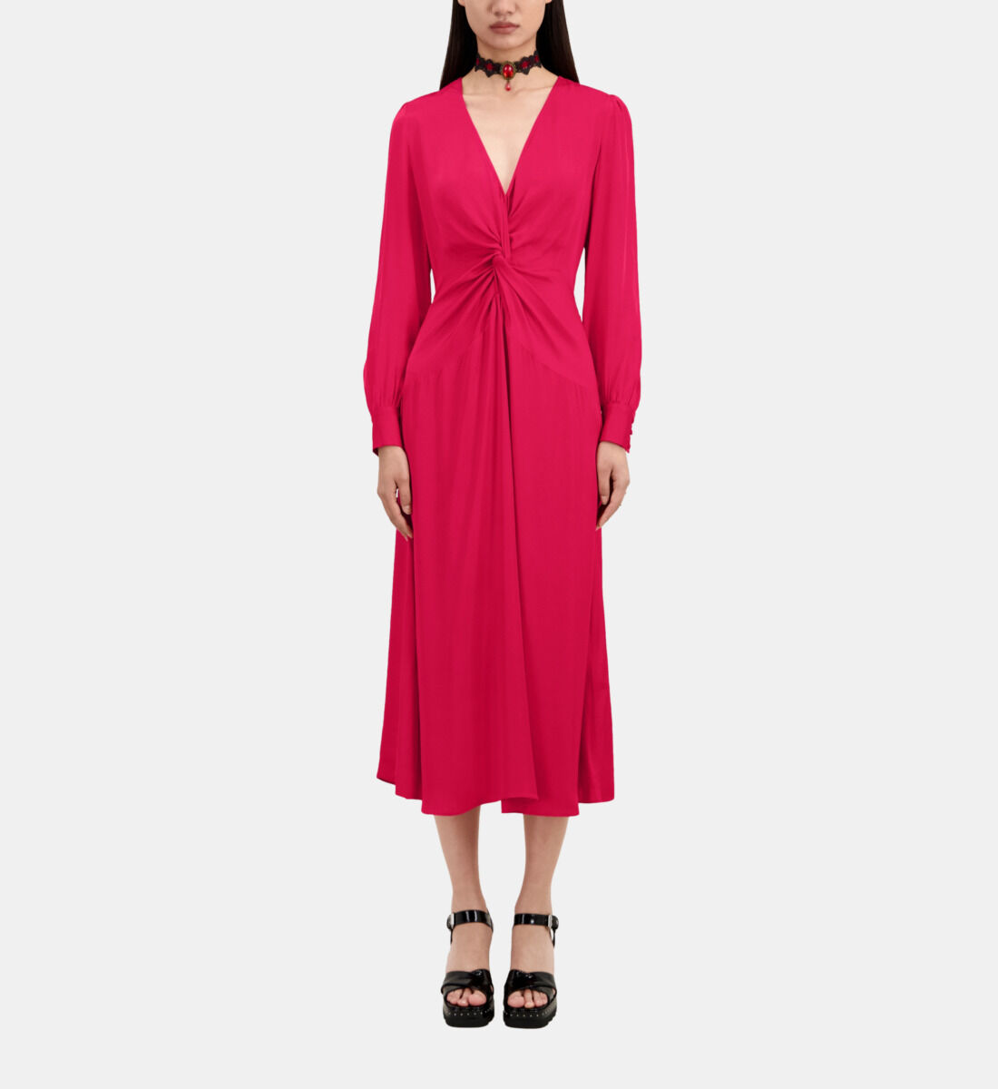 Red dress with a bow sale