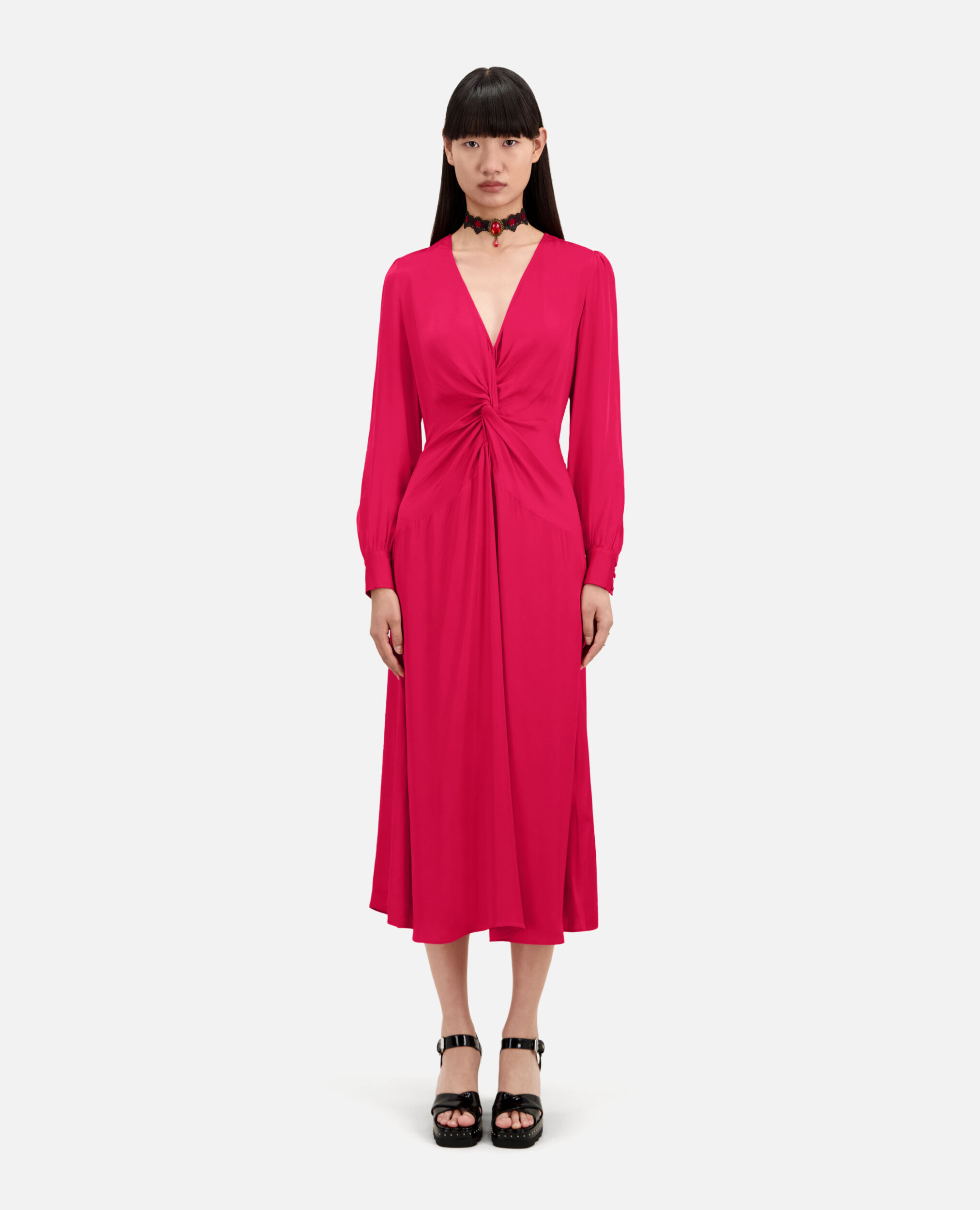 Robe longue rouge avec nœud, CHERRY, hi-res image number null