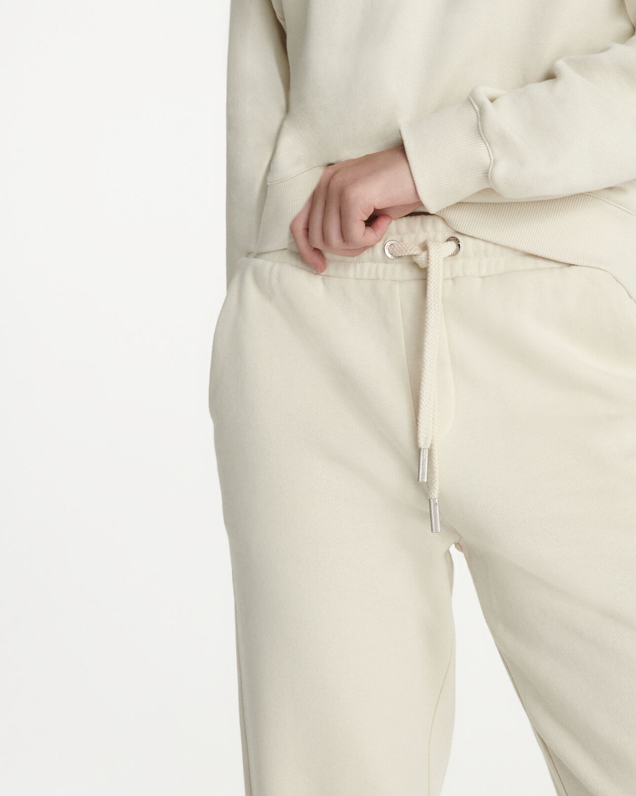 The Kooples FEMME ECRU jogging écru à logo the kooples