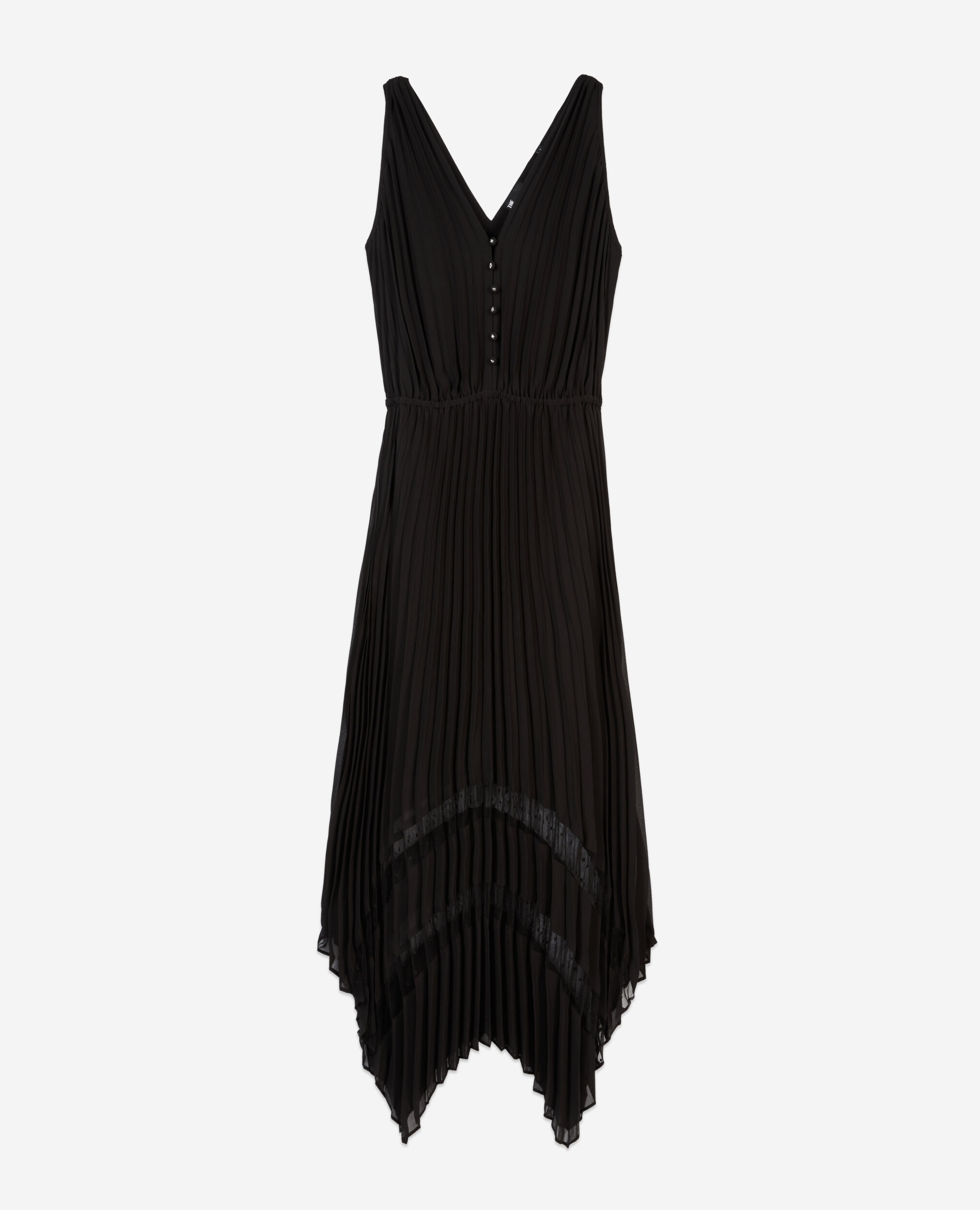 Long black pleated dress, BLACK, hi-res image number null