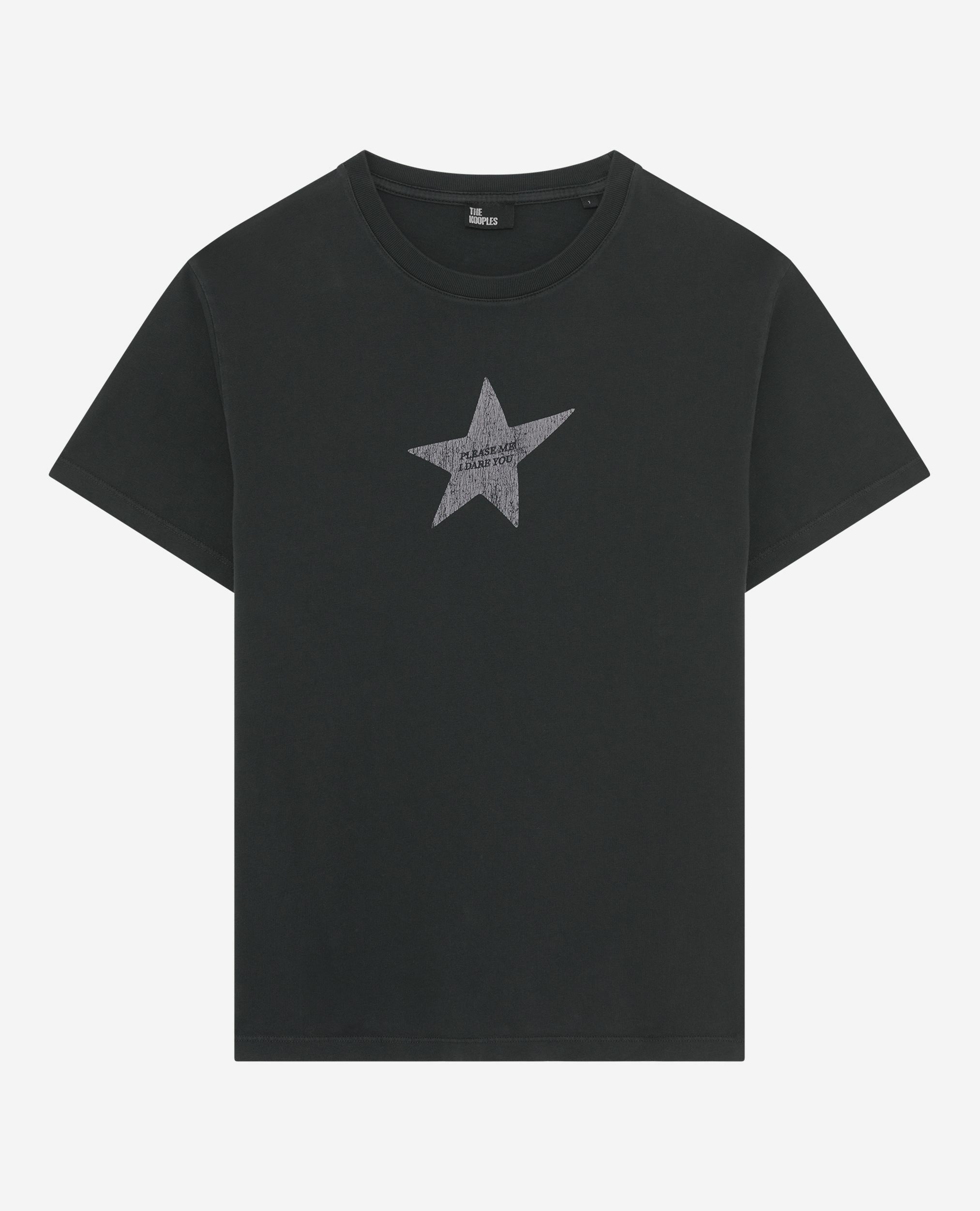 T-shirt with black screen print, BLACK WASHED, hi-res image number null