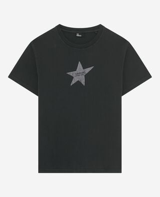 The Kooples WOMEN BLACK WASHED t-shirt with black screen print