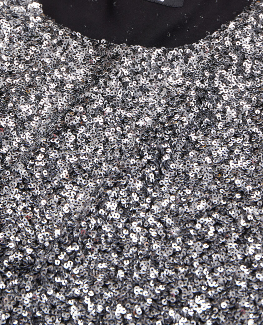 The Kooples FEMME SILVER top à sequins argenté