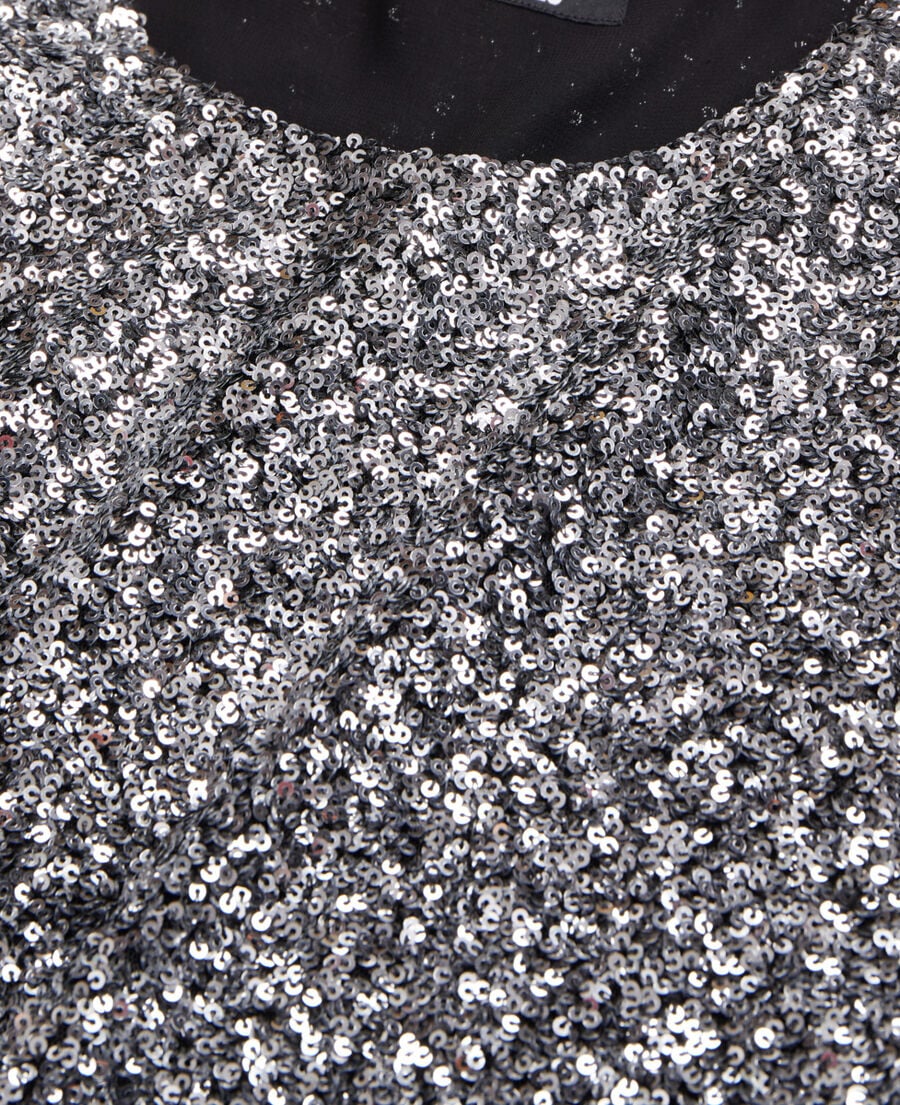 The Kooples FEMME SILVER top à sequins argenté