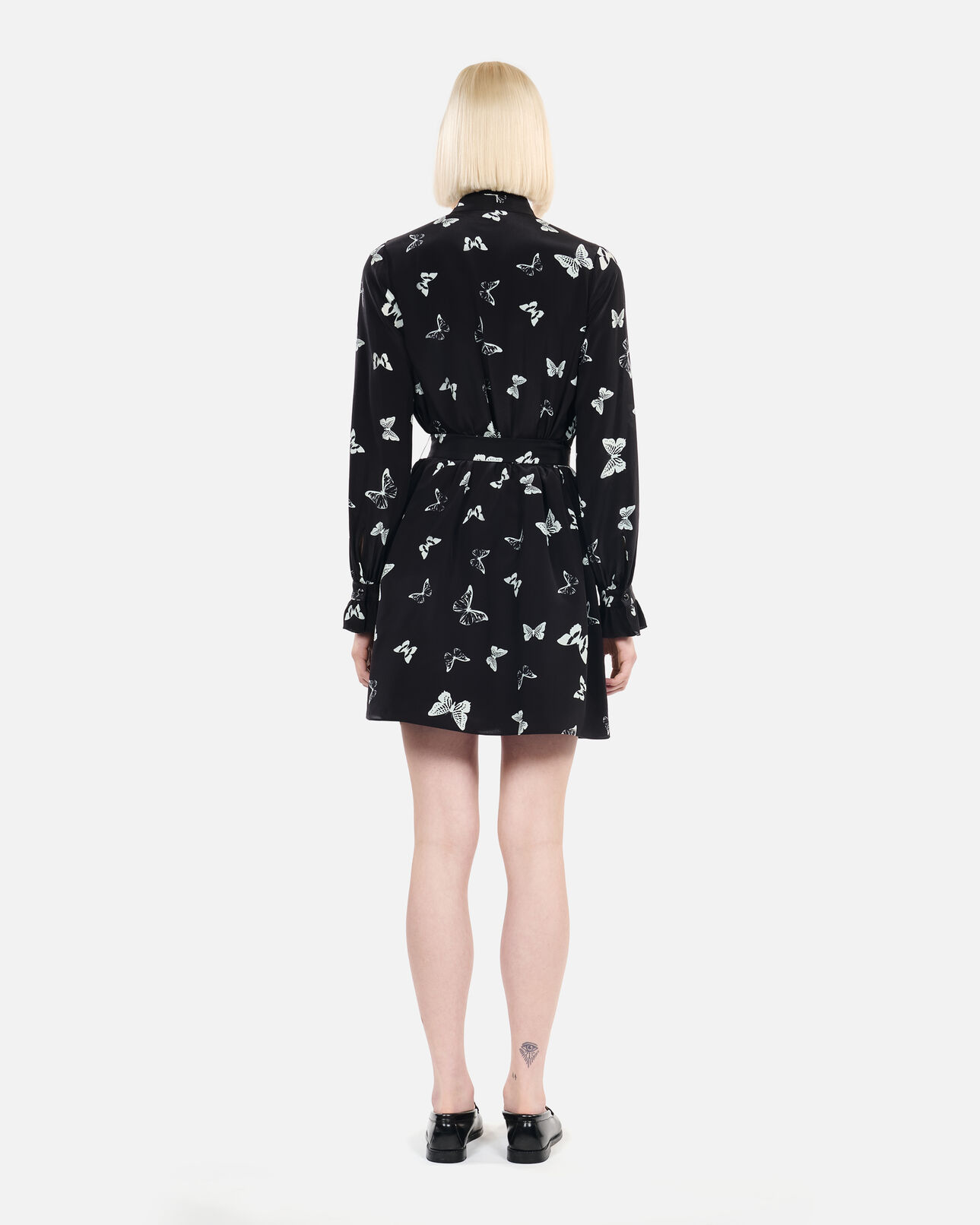 The Kooples WOMEN BLACK WHITE short butterfly print dress