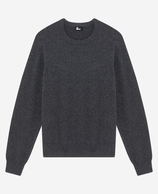 The Kooples MEN DARK GREY MELANGE grey cashmere round-neck sweater