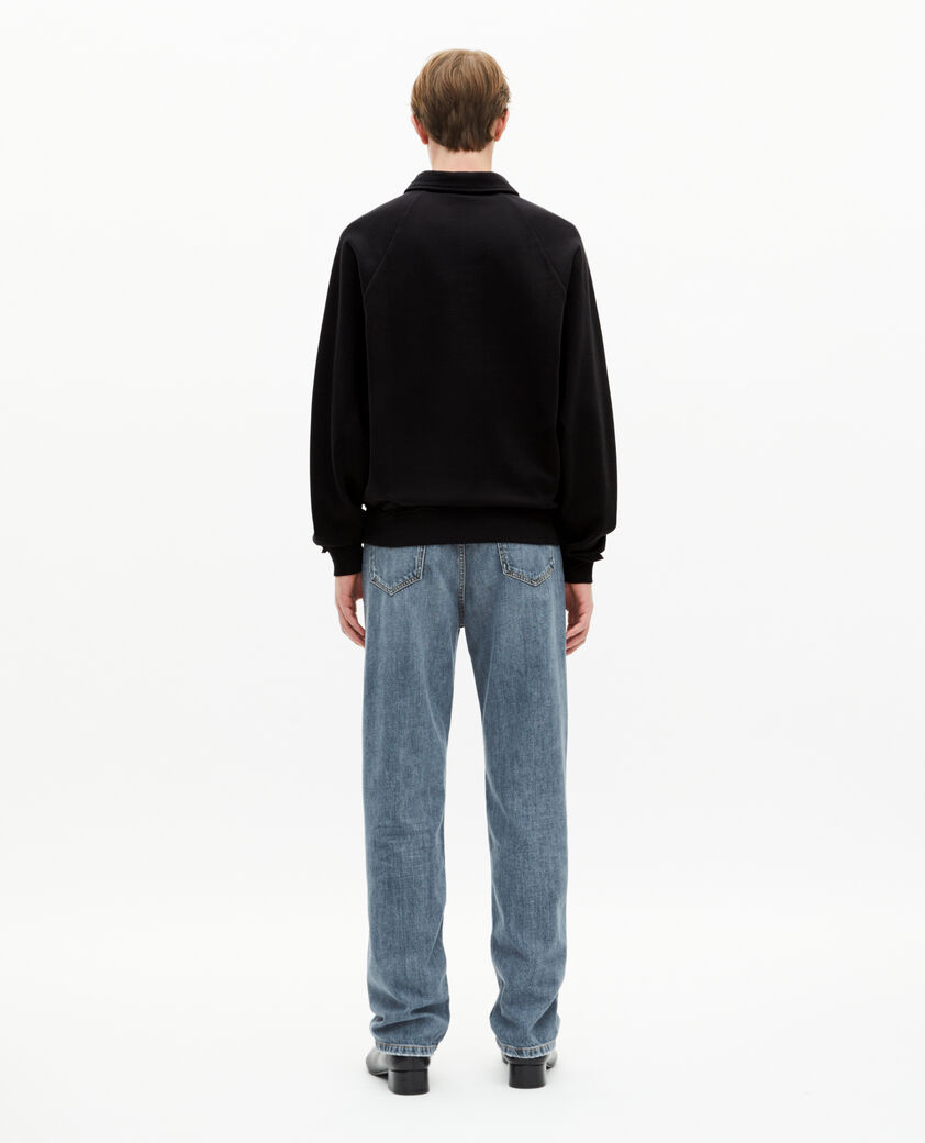 The Kooples MEN BLACK WASHED black polo-neck sweatshirt