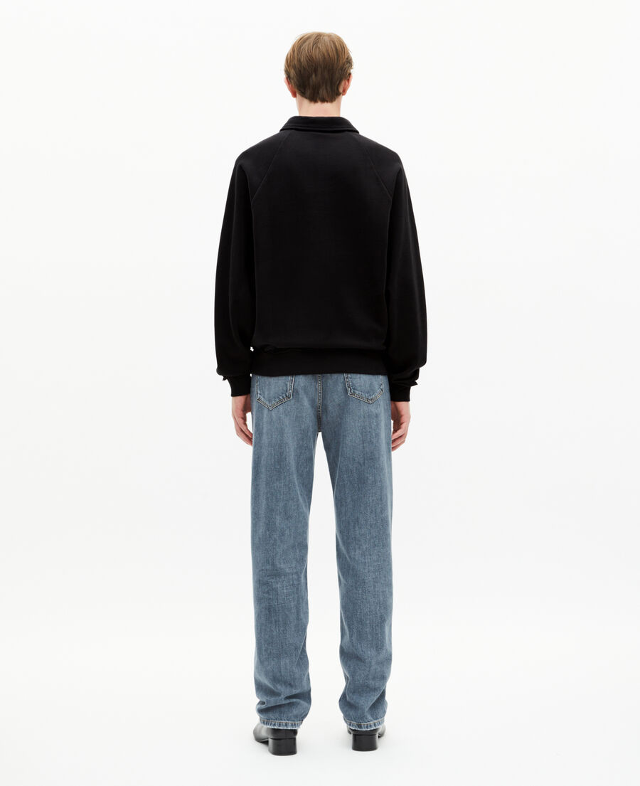 The Kooples HOMME BLACK WASHED sweatshirt col polo noir