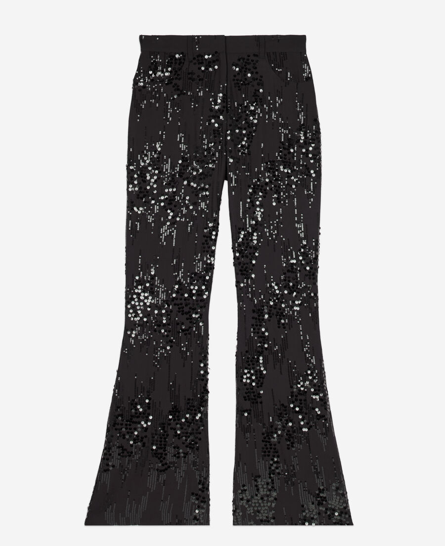 The Kooples WOMEN BLACK black sequinned flare pants