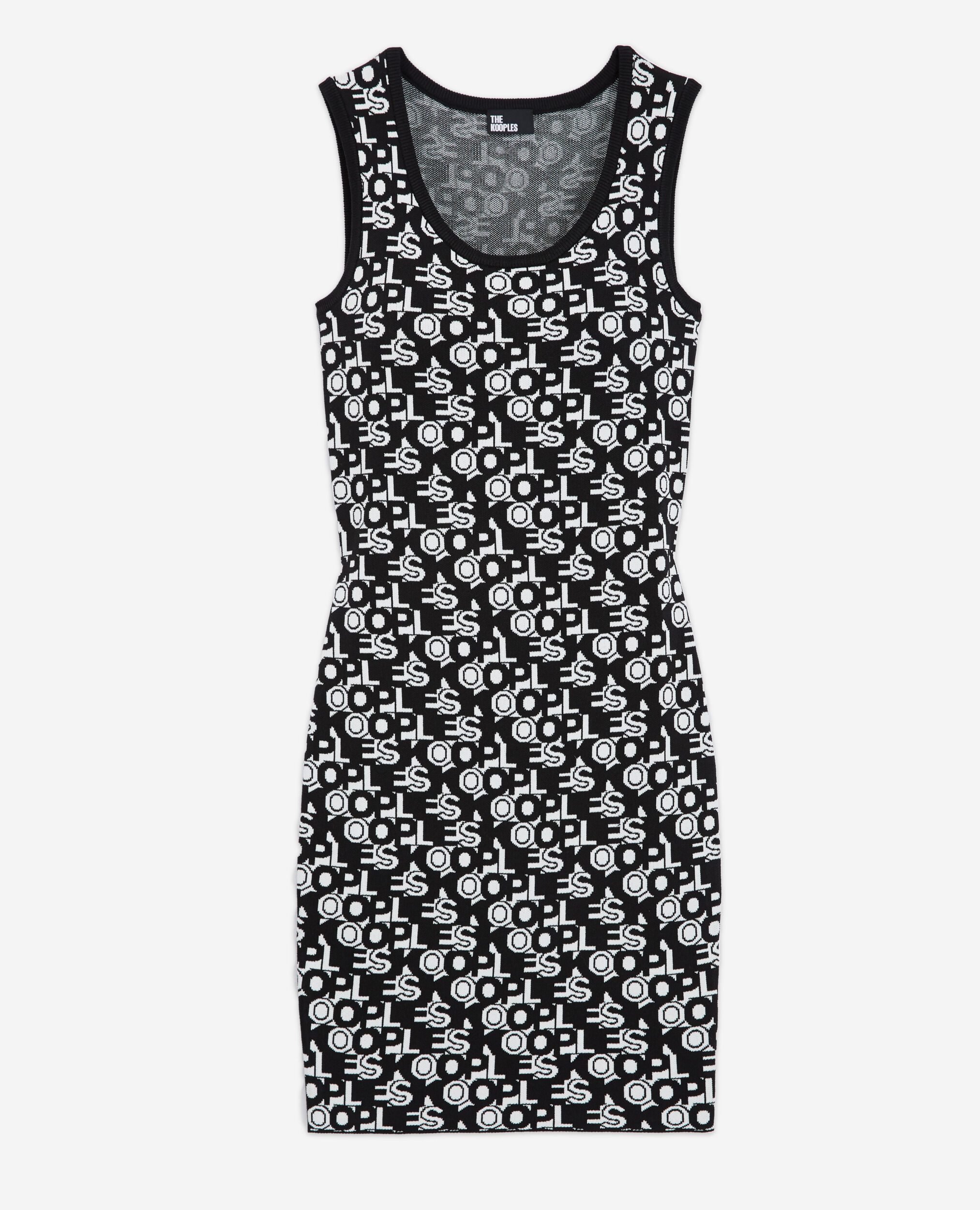 Short dress with The Kooples logo, BLACK WHITE, hi-res image number null