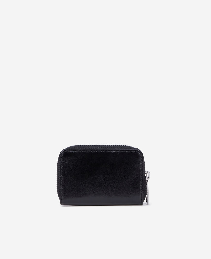 The Kooples MIXED BLACK black leather blazon coin purse